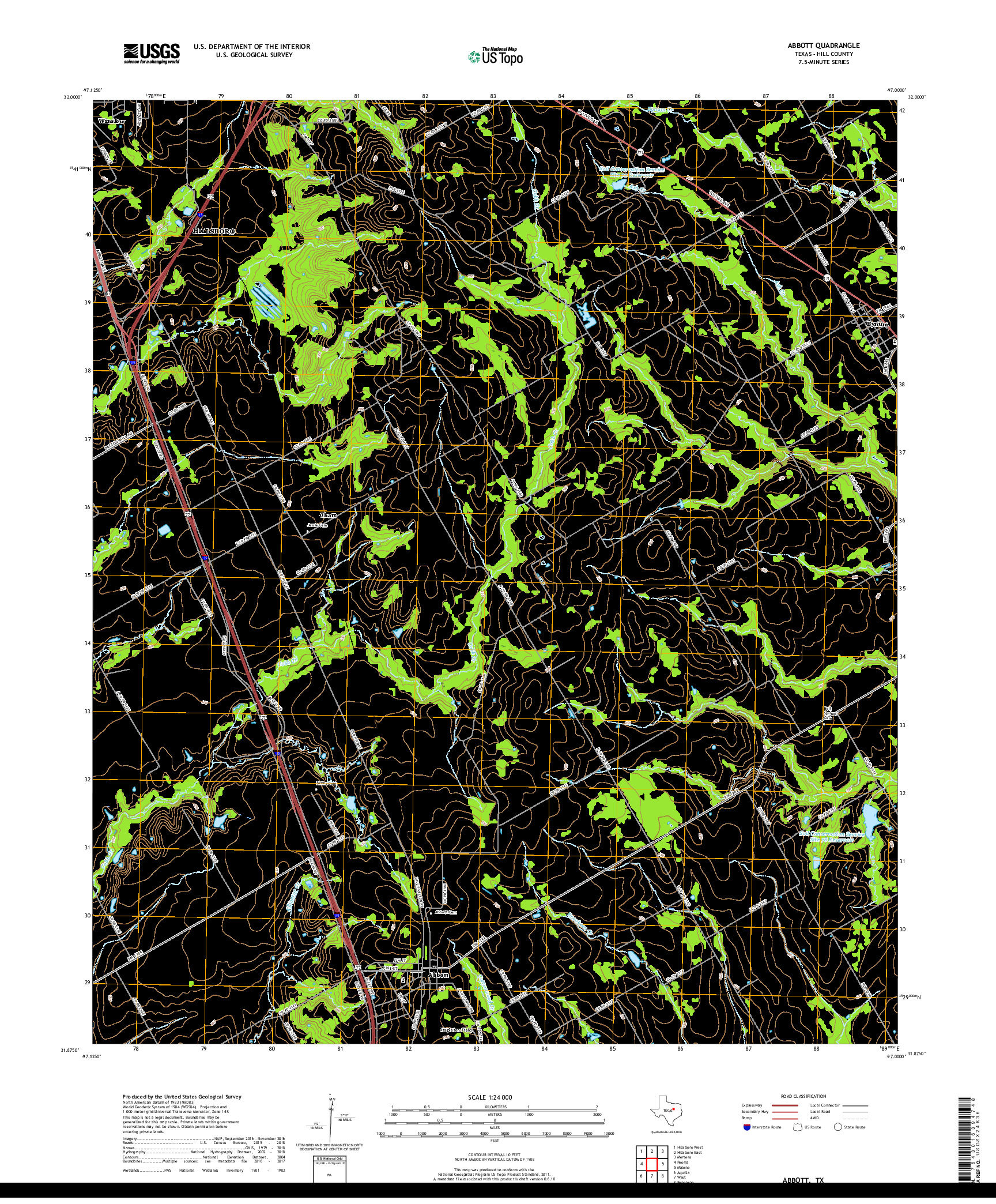 USGS US TOPO 7.5-MINUTE MAP FOR ABBOTT, TX 2019