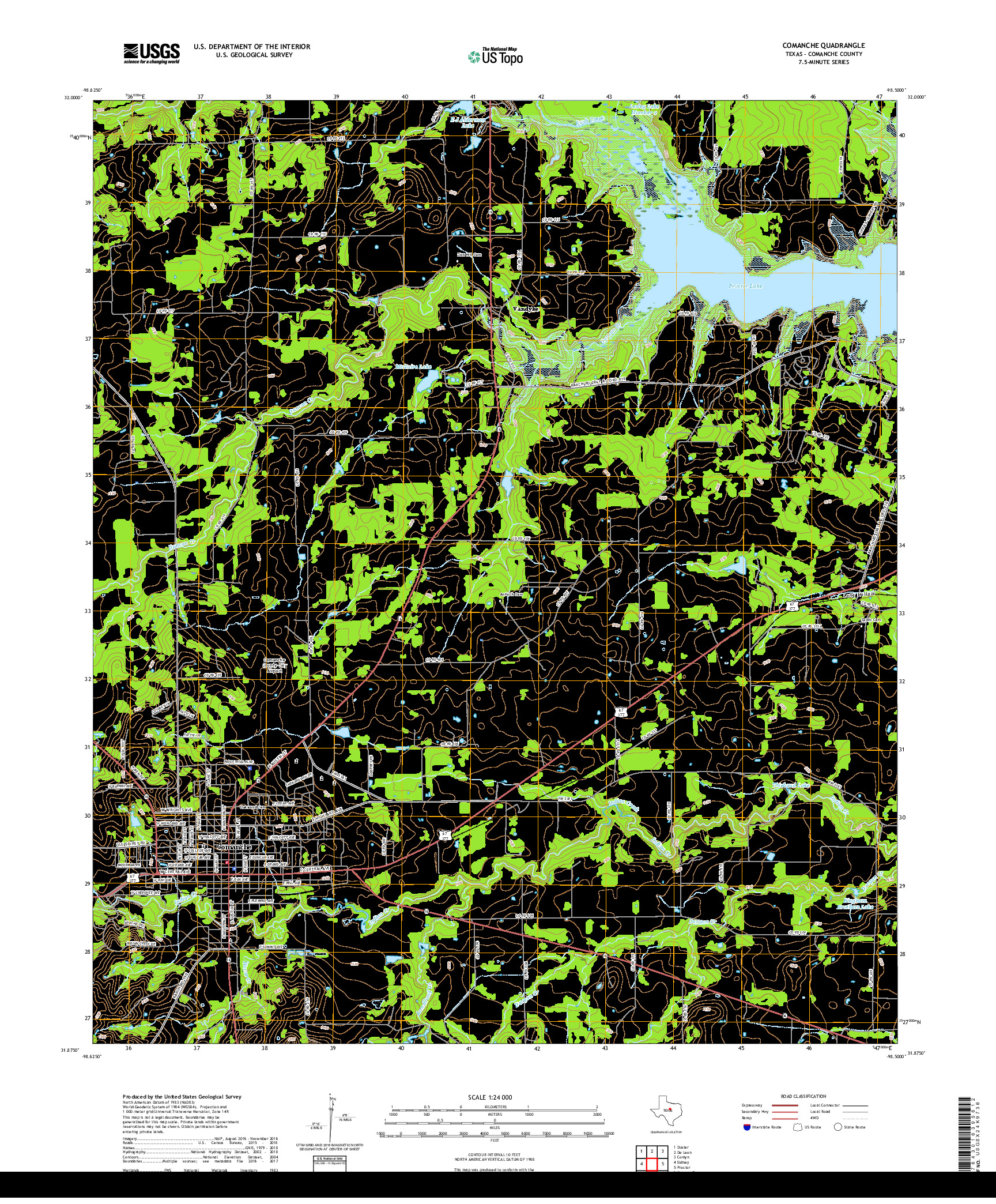 USGS US TOPO 7.5-MINUTE MAP FOR COMANCHE, TX 2019