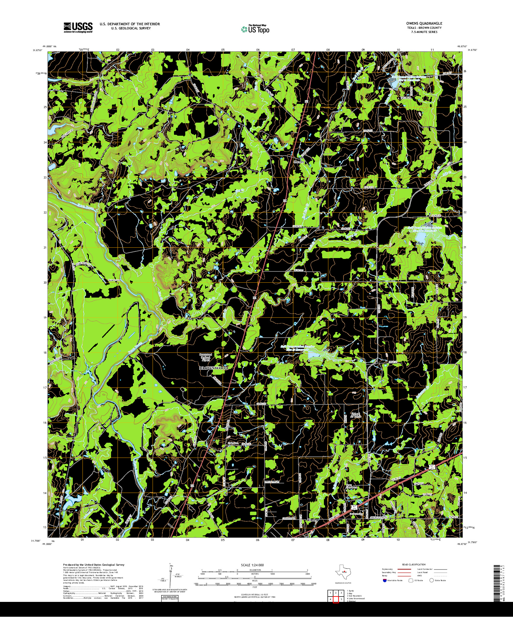 USGS US TOPO 7.5-MINUTE MAP FOR OWENS, TX 2019