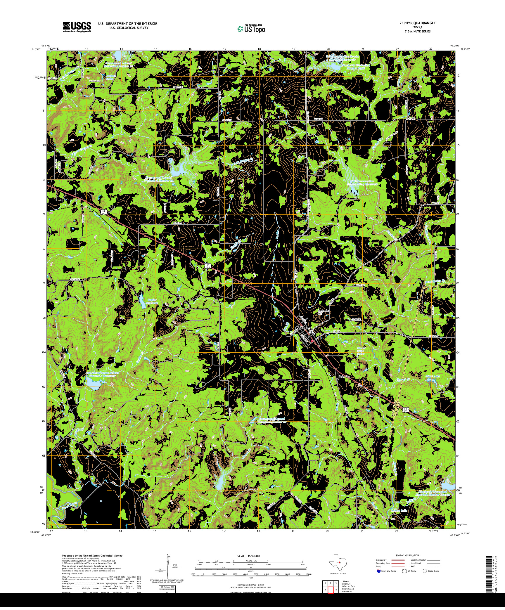 USGS US TOPO 7.5-MINUTE MAP FOR ZEPHYR, TX 2019