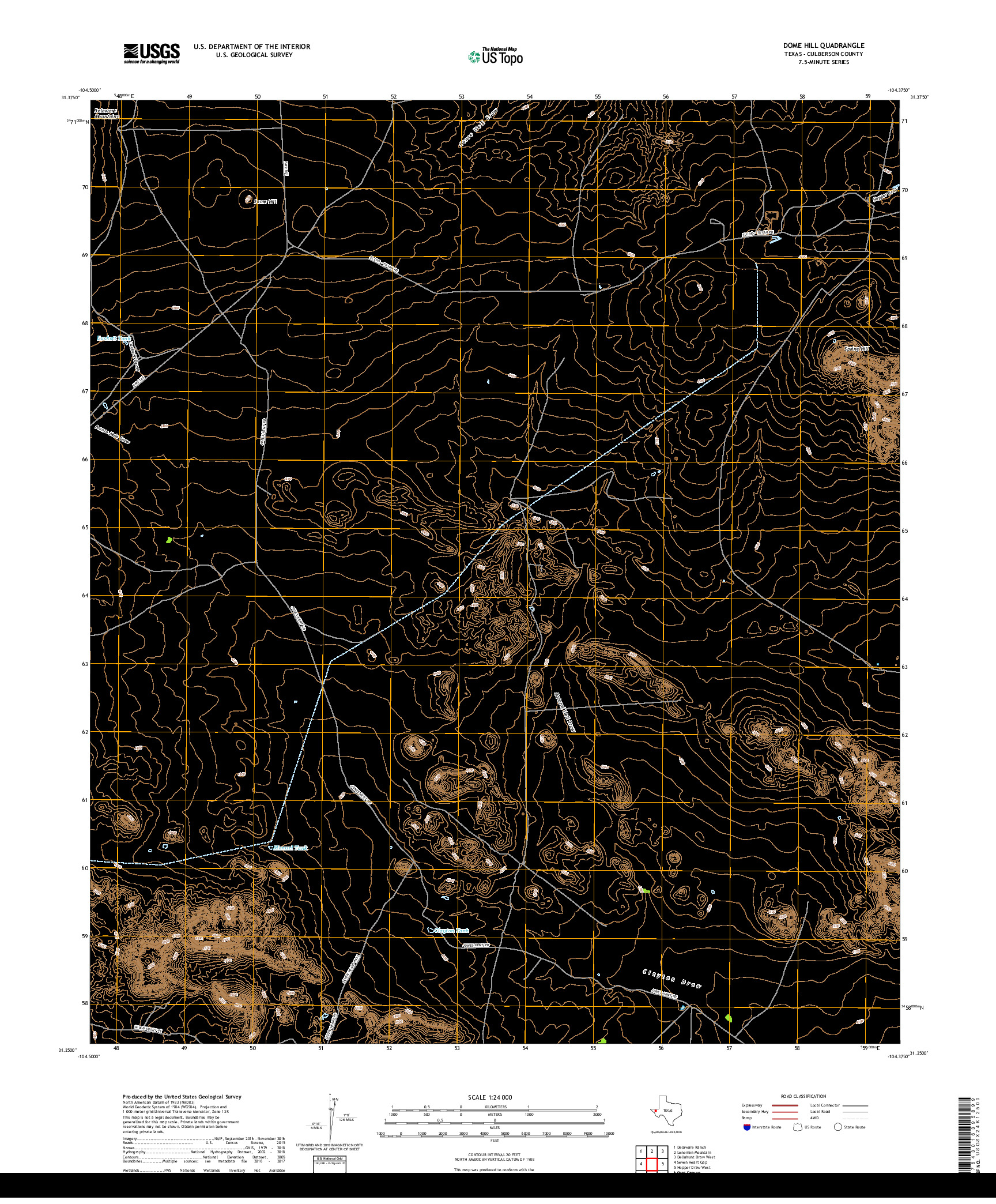 USGS US TOPO 7.5-MINUTE MAP FOR DOME HILL, TX 2019