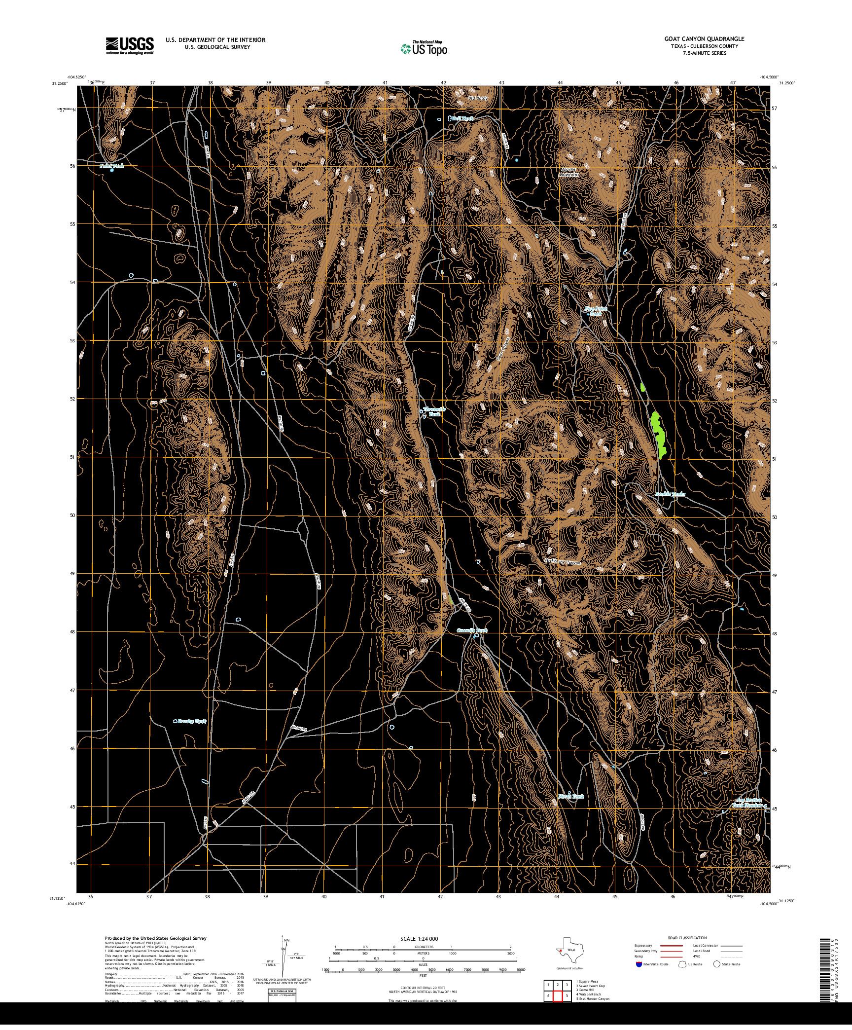 USGS US TOPO 7.5-MINUTE MAP FOR GOAT CANYON, TX 2019