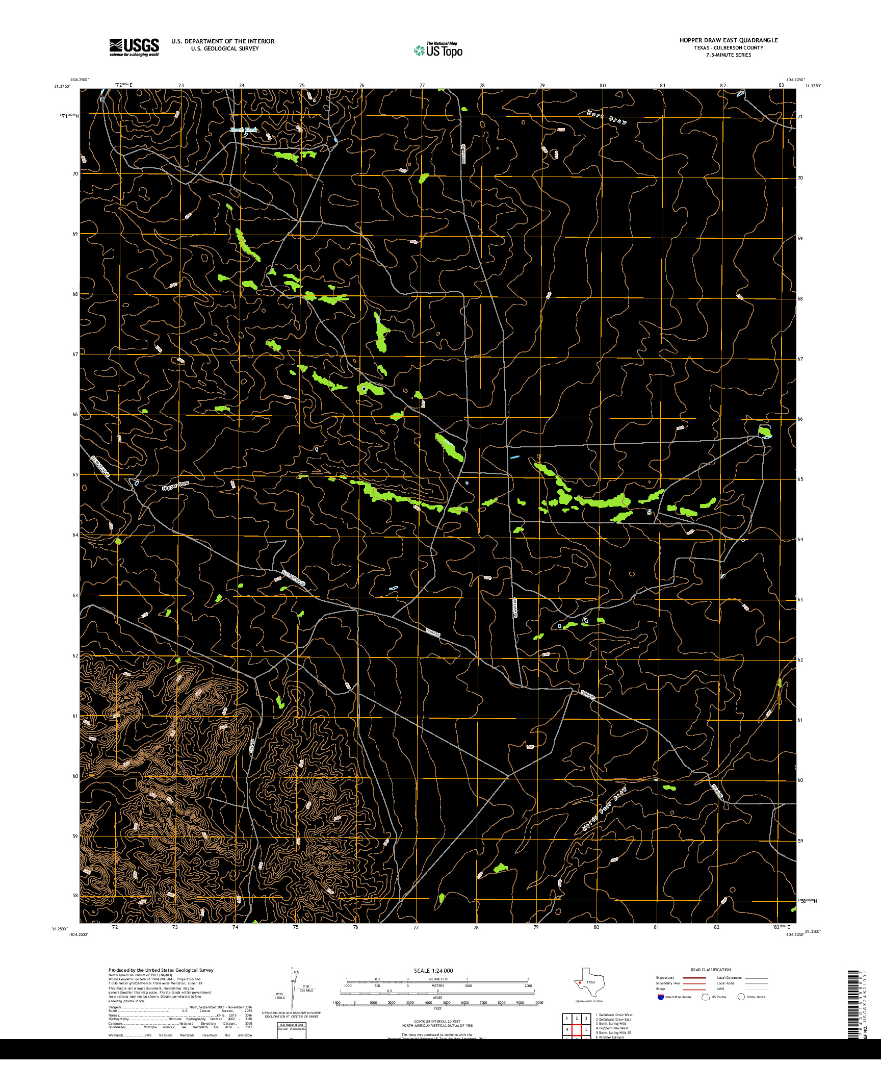 USGS US TOPO 7.5-MINUTE MAP FOR HOPPER DRAW EAST, TX 2019