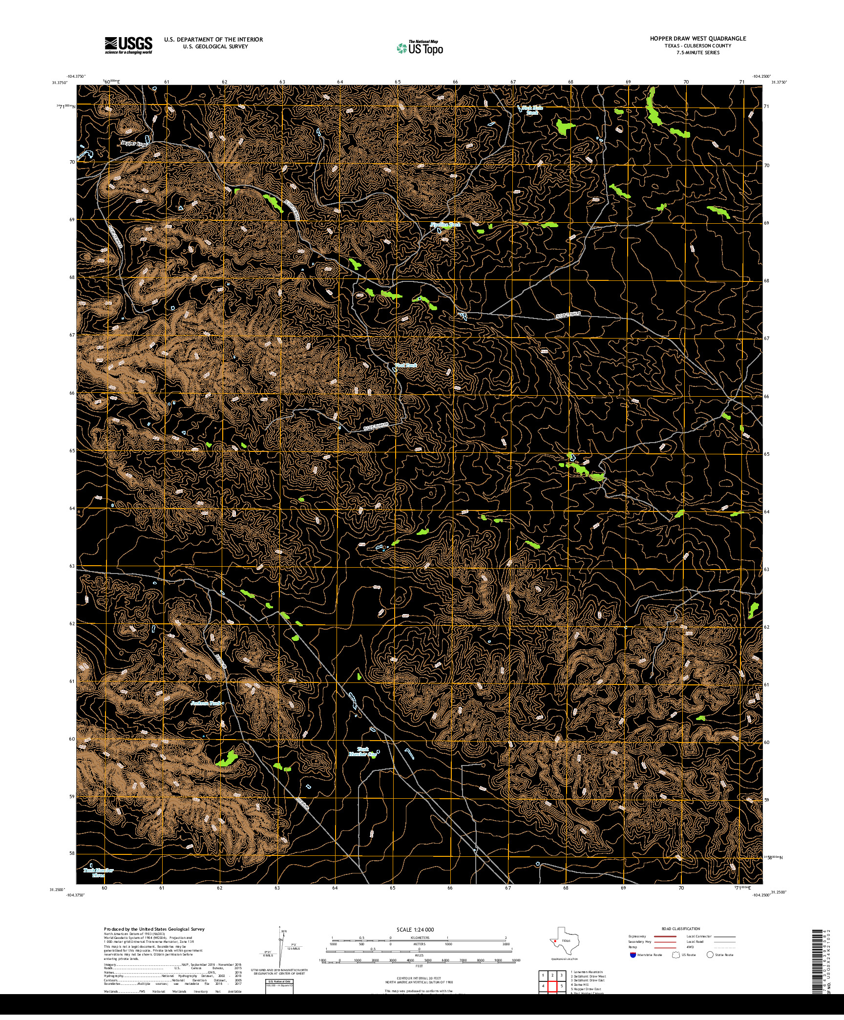 USGS US TOPO 7.5-MINUTE MAP FOR HOPPER DRAW WEST, TX 2019