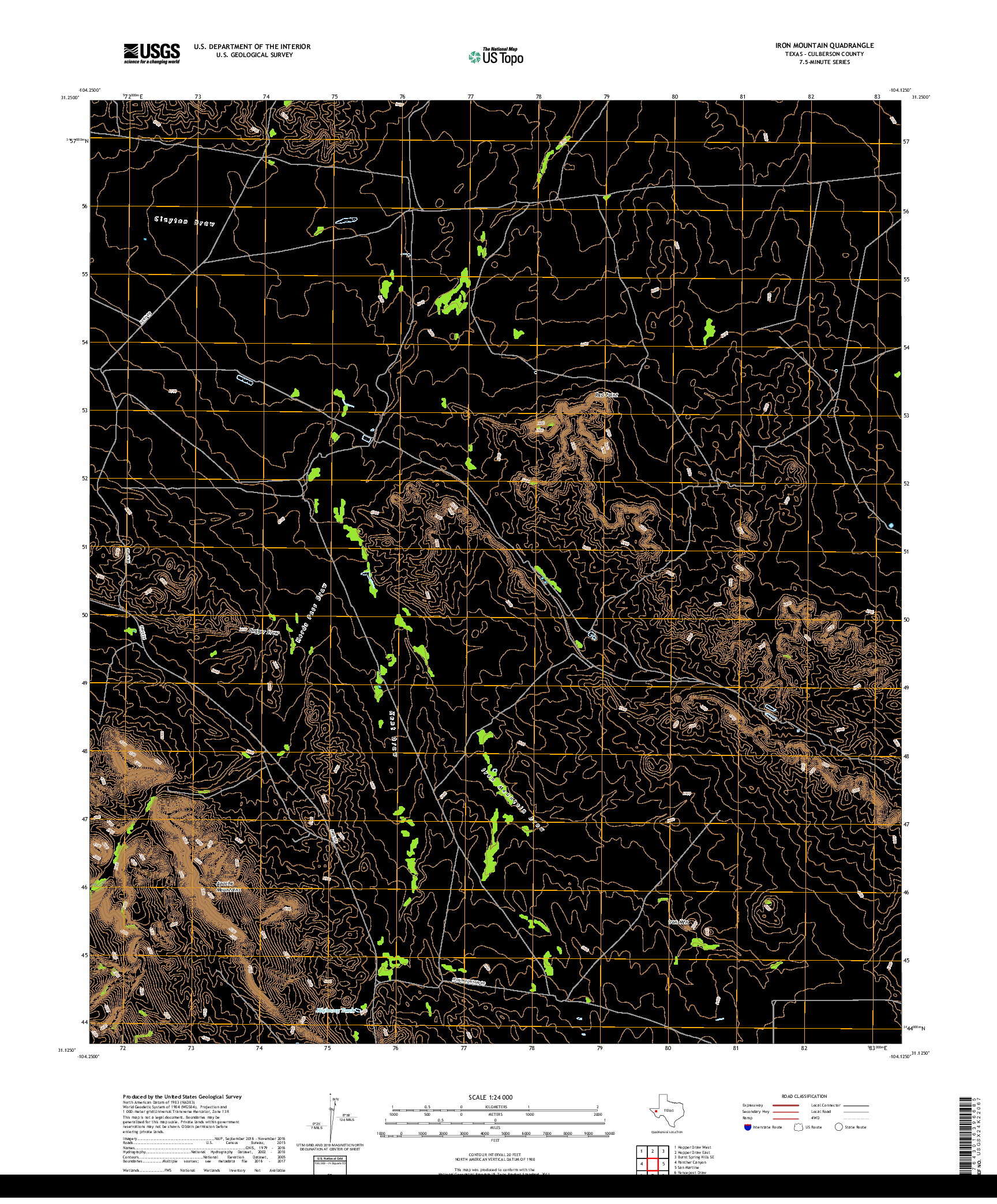USGS US TOPO 7.5-MINUTE MAP FOR IRON MOUNTAIN, TX 2019
