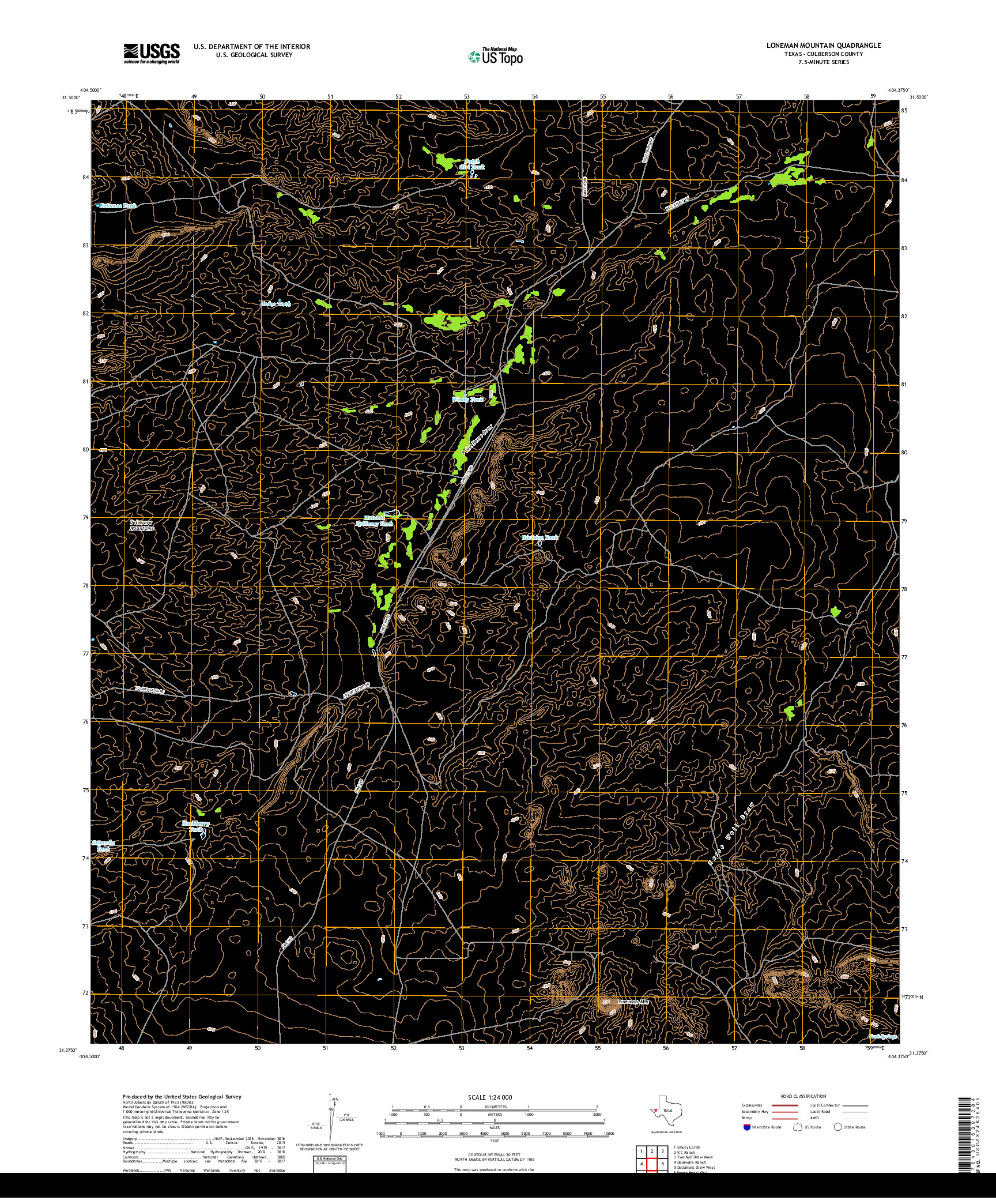 USGS US TOPO 7.5-MINUTE MAP FOR LONEMAN MOUNTAIN, TX 2019