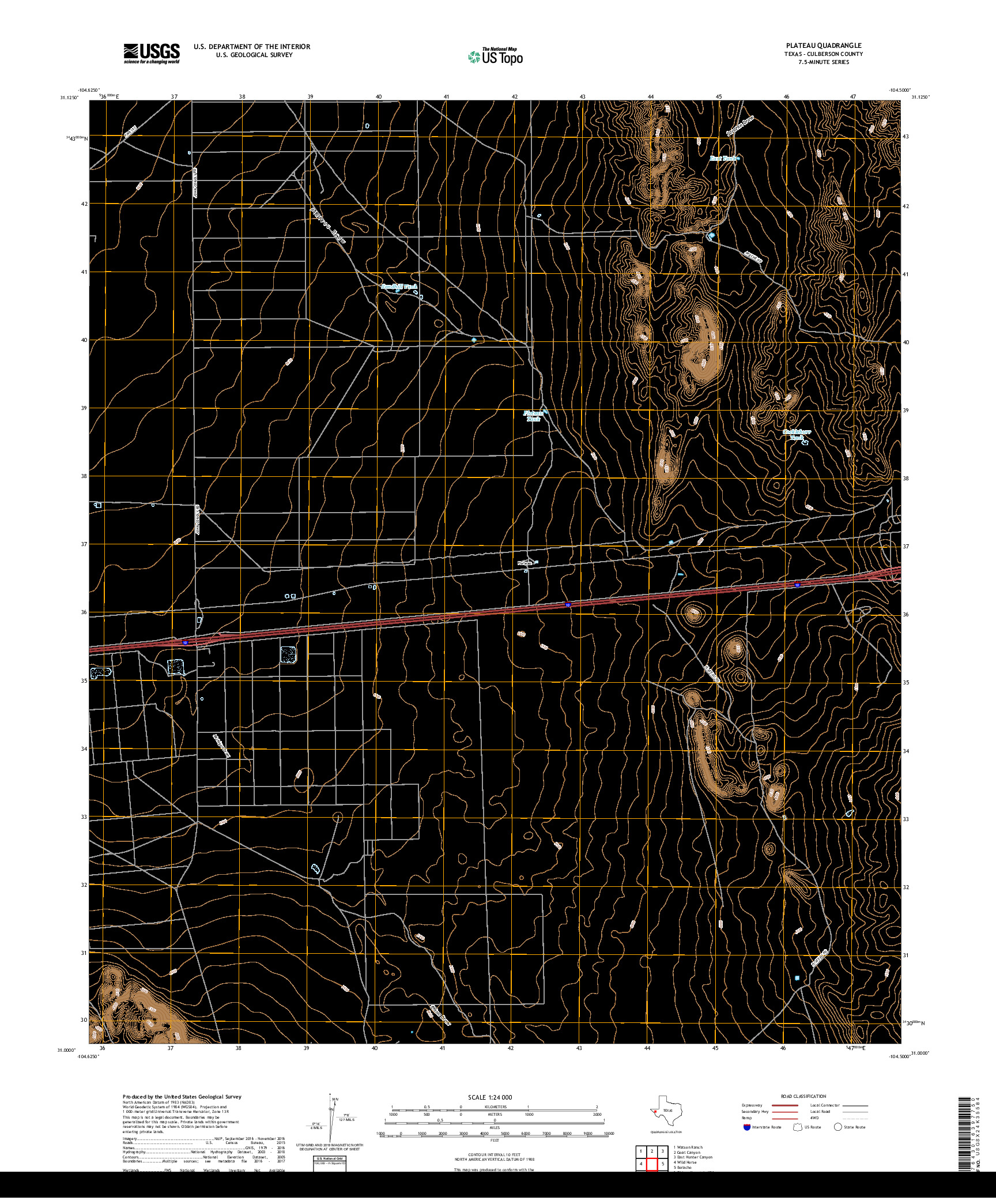 USGS US TOPO 7.5-MINUTE MAP FOR PLATEAU, TX 2019