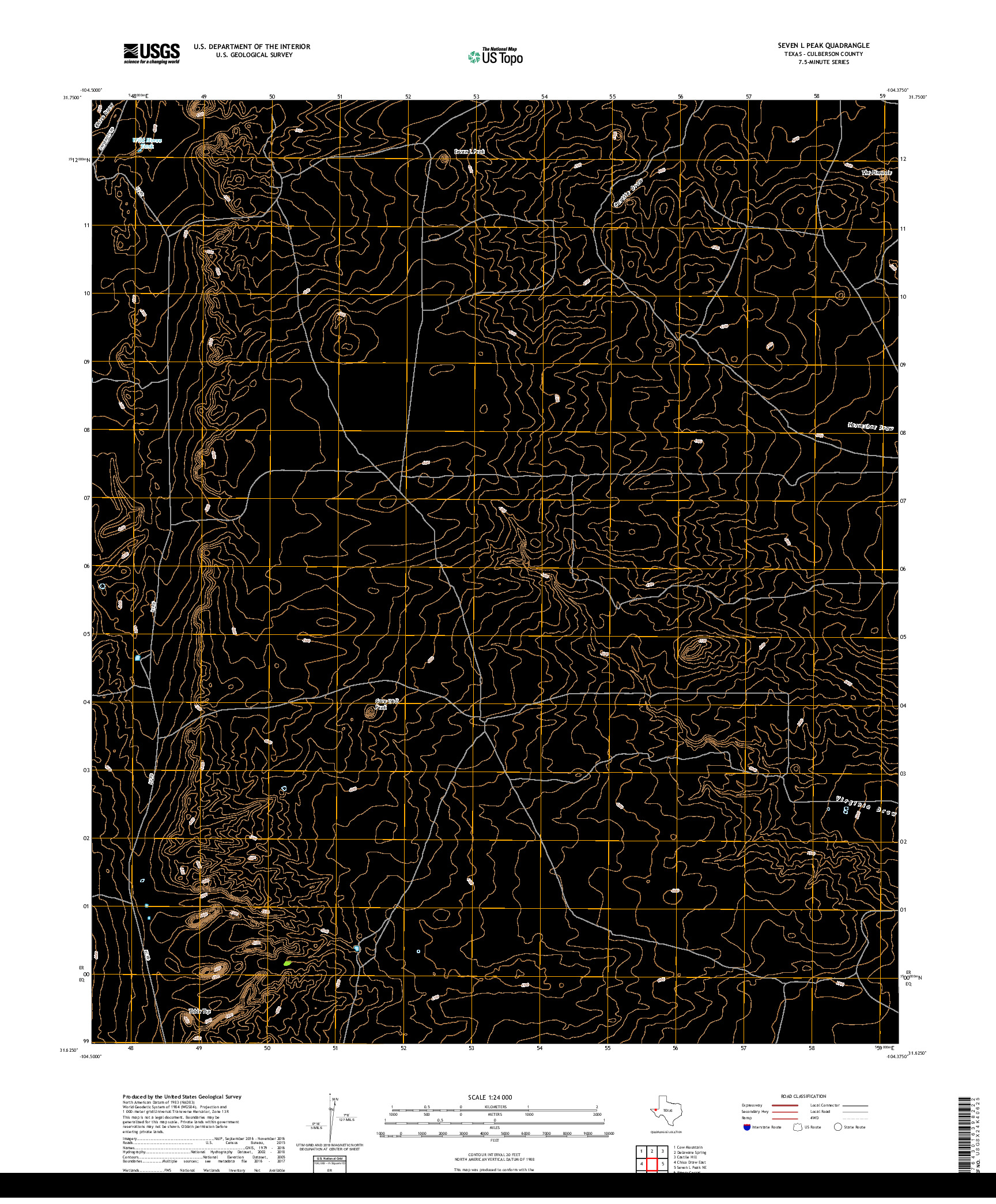 USGS US TOPO 7.5-MINUTE MAP FOR SEVEN L PEAK, TX 2019