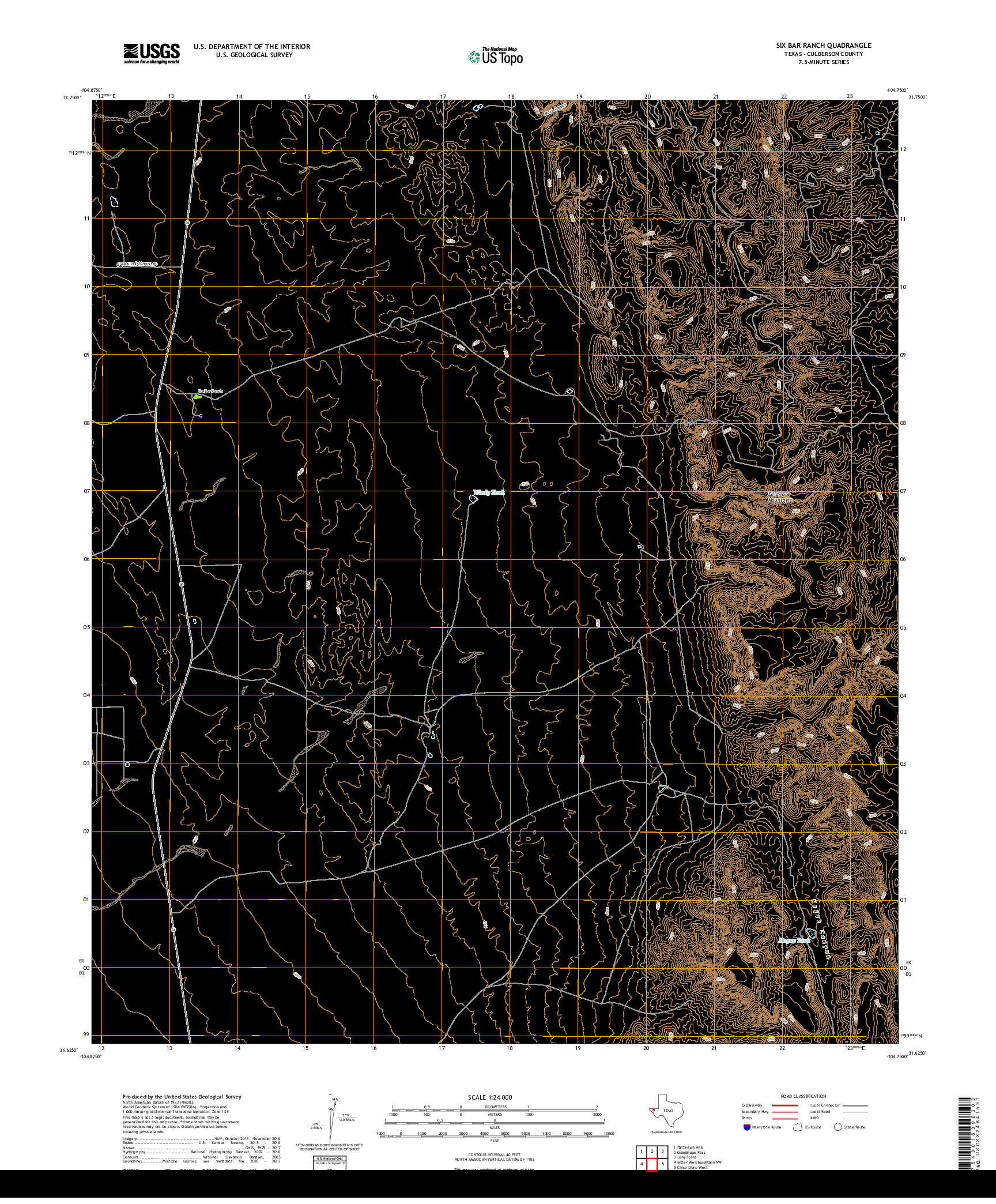 USGS US TOPO 7.5-MINUTE MAP FOR SIX BAR RANCH, TX 2019