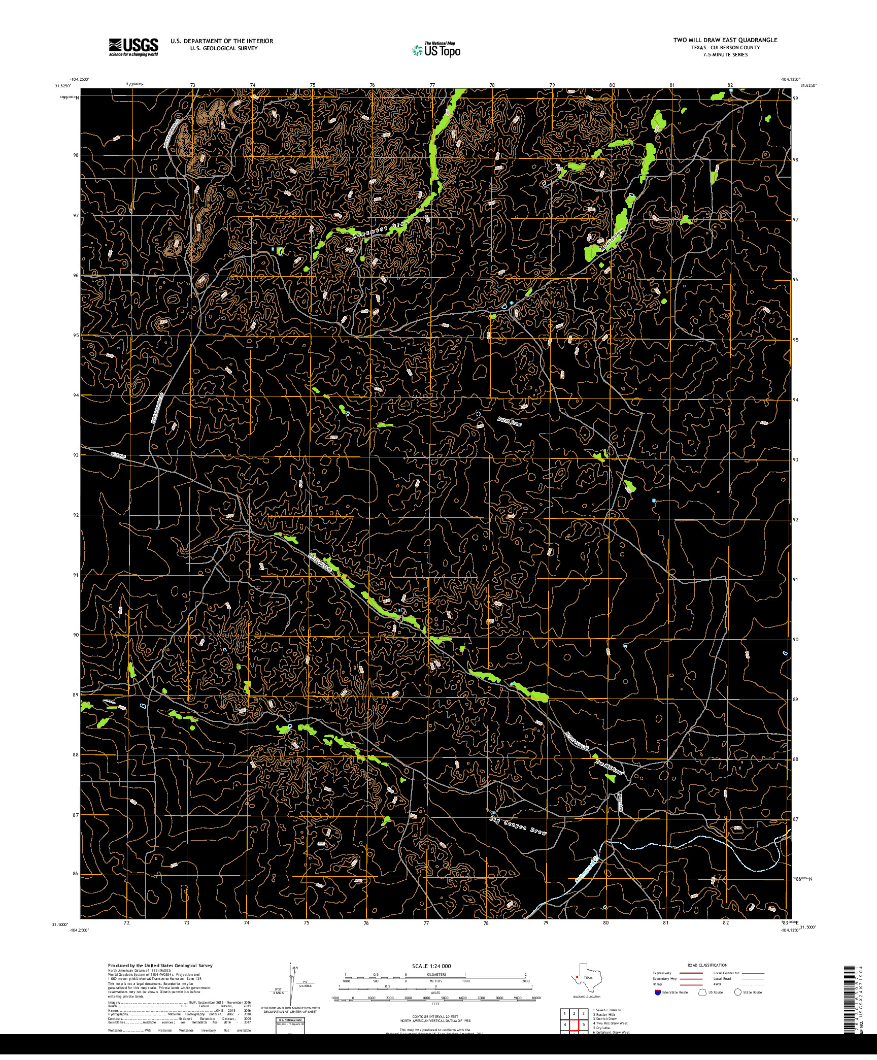 USGS US TOPO 7.5-MINUTE MAP FOR TWO MILL DRAW EAST, TX 2019