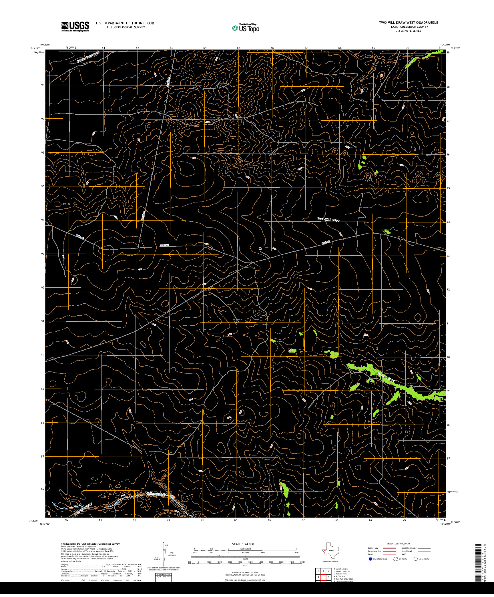 USGS US TOPO 7.5-MINUTE MAP FOR TWO MILL DRAW WEST, TX 2019