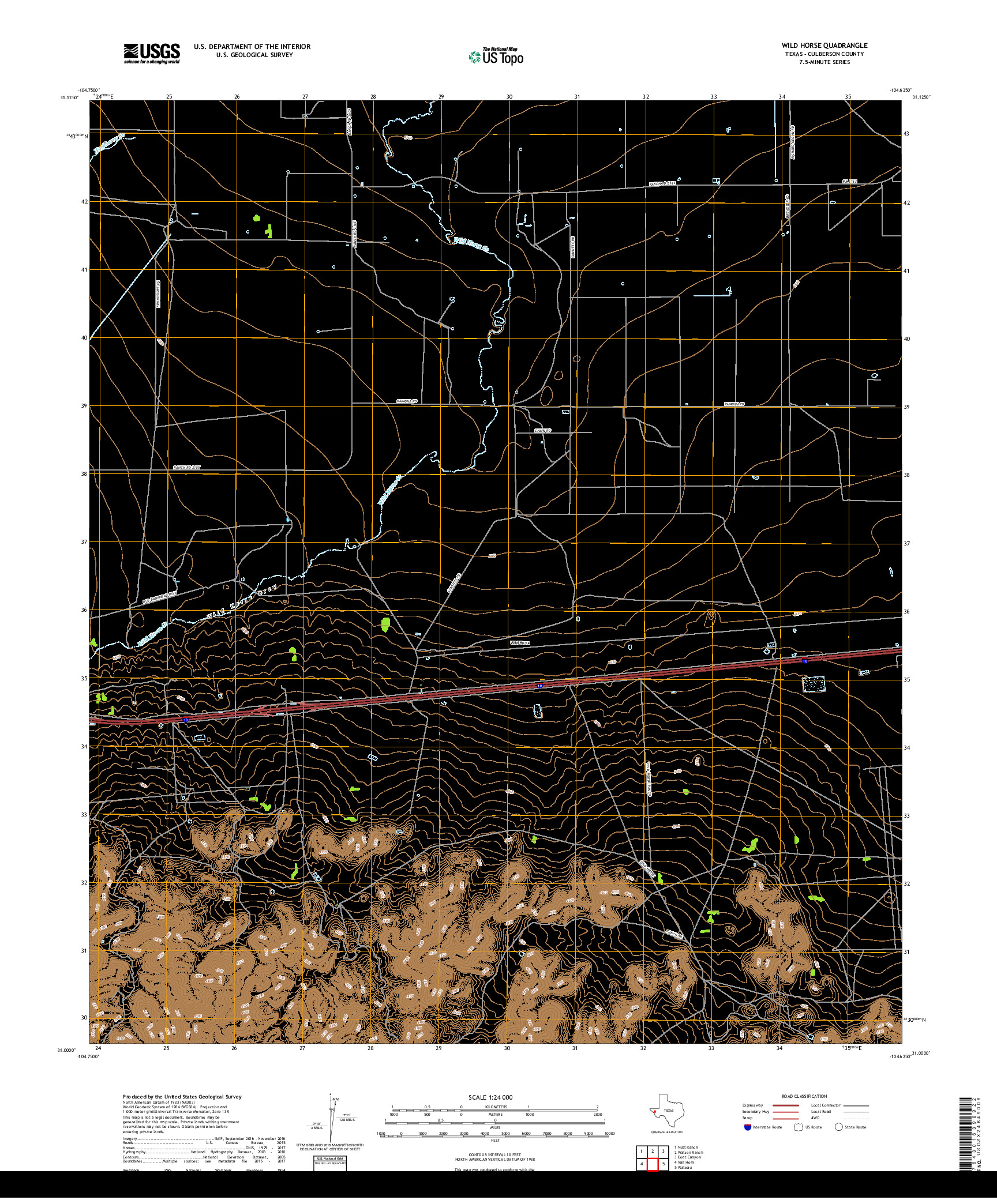 USGS US TOPO 7.5-MINUTE MAP FOR WILD HORSE, TX 2019