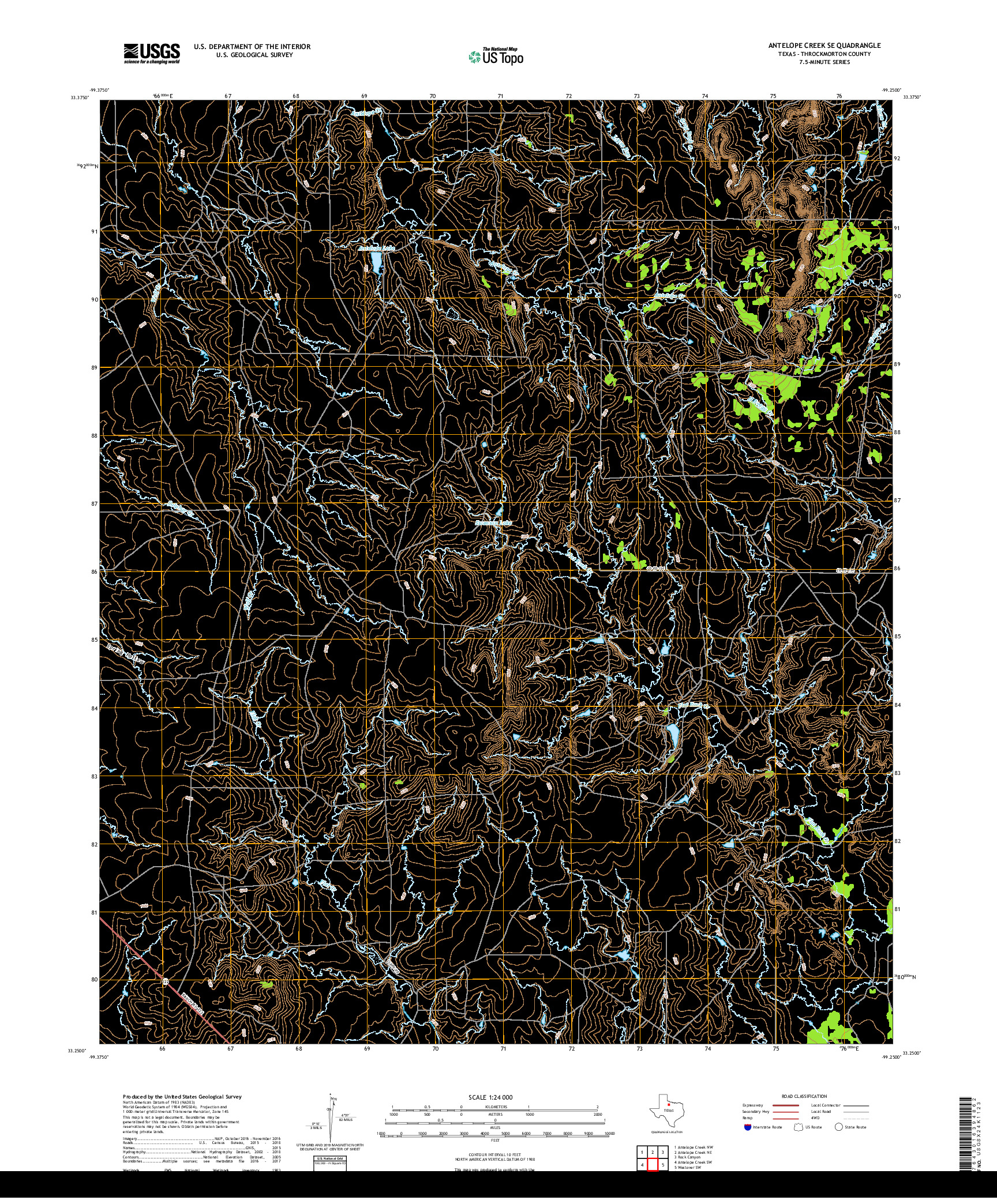 USGS US TOPO 7.5-MINUTE MAP FOR ANTELOPE CREEK SE, TX 2019