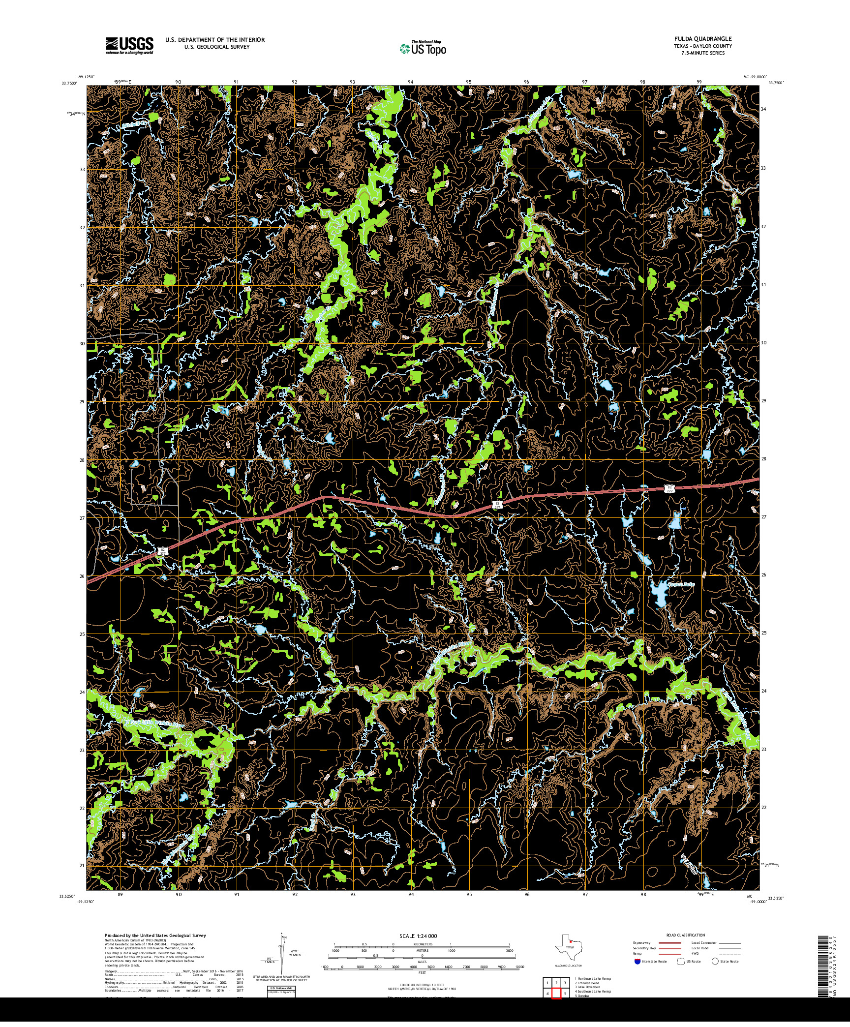 USGS US TOPO 7.5-MINUTE MAP FOR FULDA, TX 2019