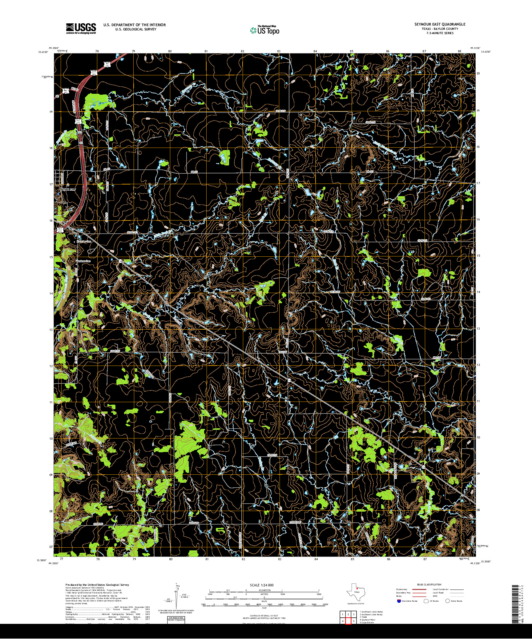 USGS US TOPO 7.5-MINUTE MAP FOR SEYMOUR EAST, TX 2019