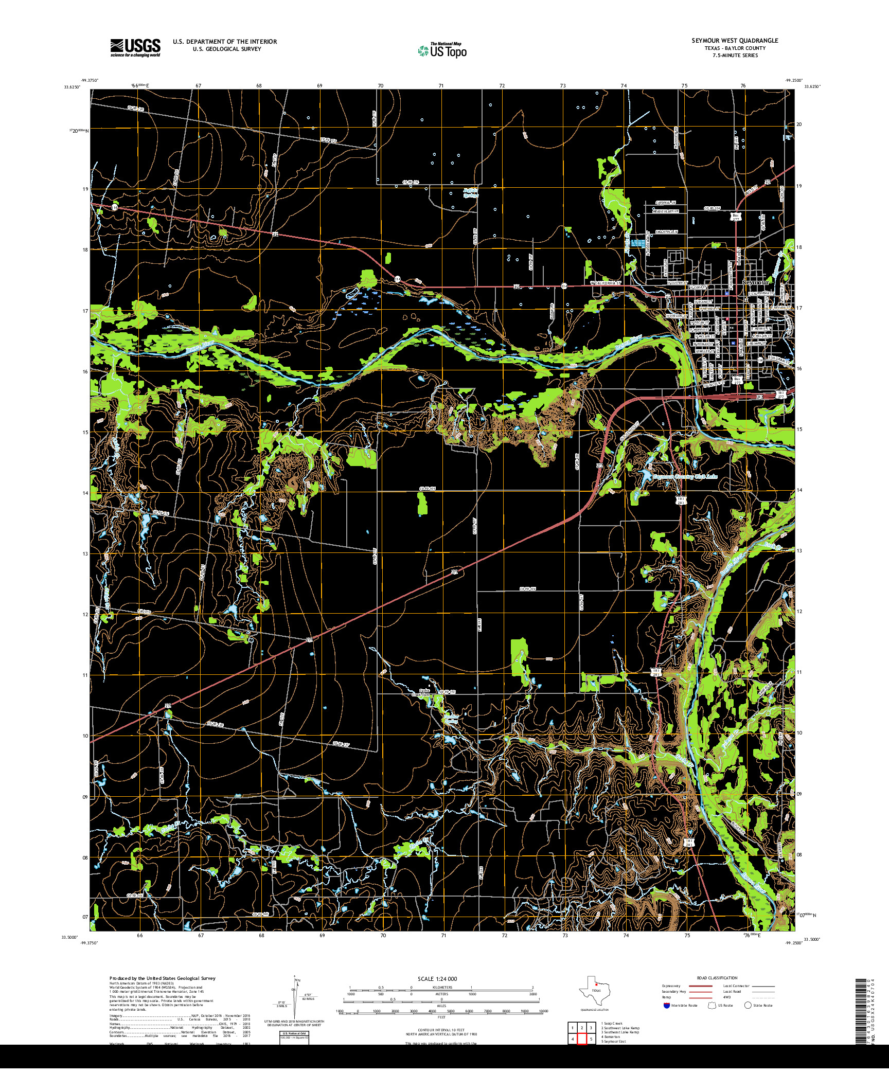 USGS US TOPO 7.5-MINUTE MAP FOR SEYMOUR WEST, TX 2019