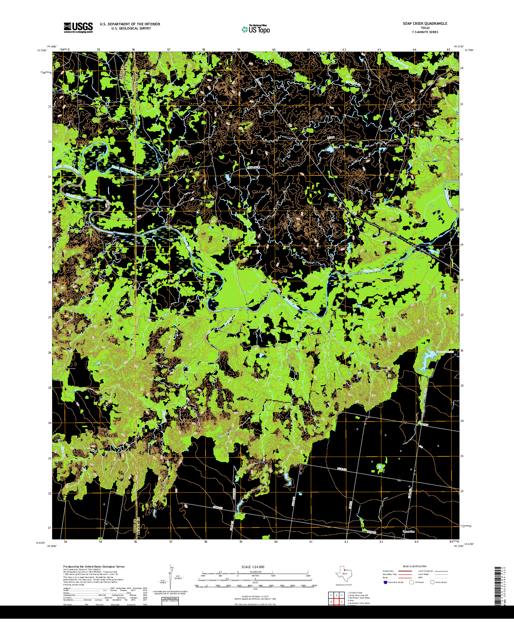 USGS US TOPO 7.5-MINUTE MAP FOR SOAP CREEK, TX 2019