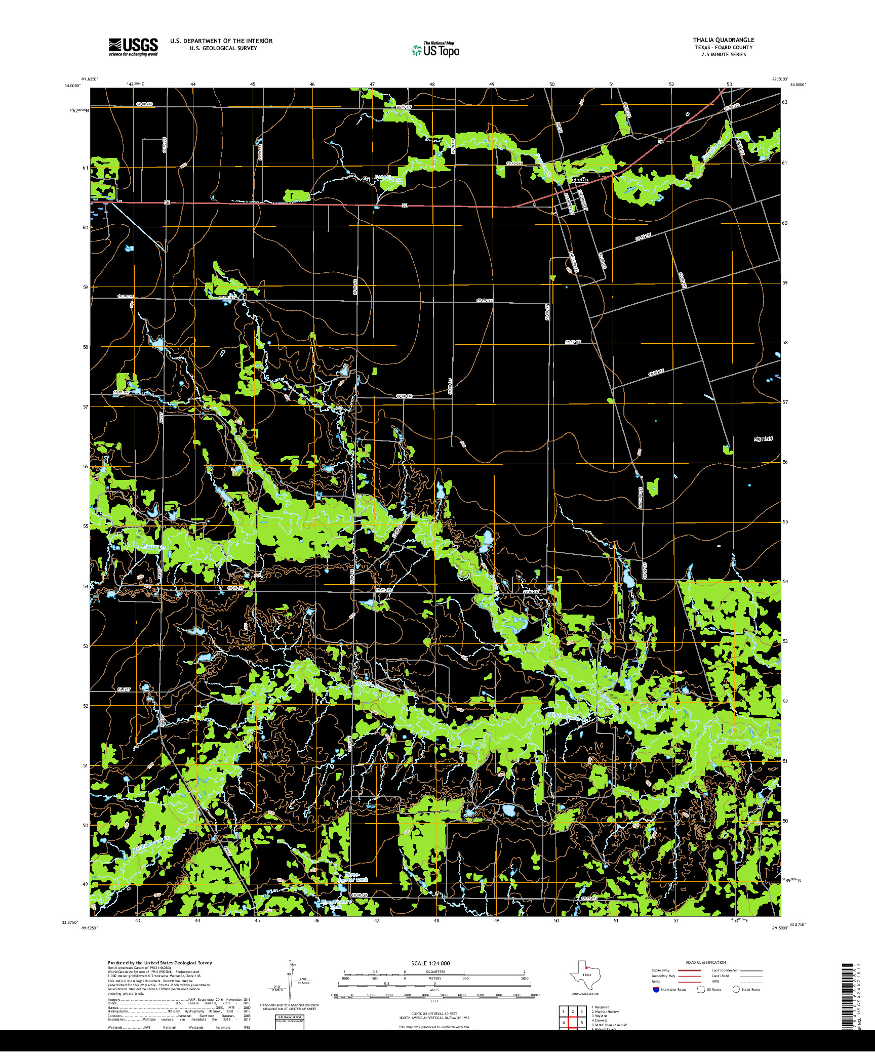 USGS US TOPO 7.5-MINUTE MAP FOR THALIA, TX 2019