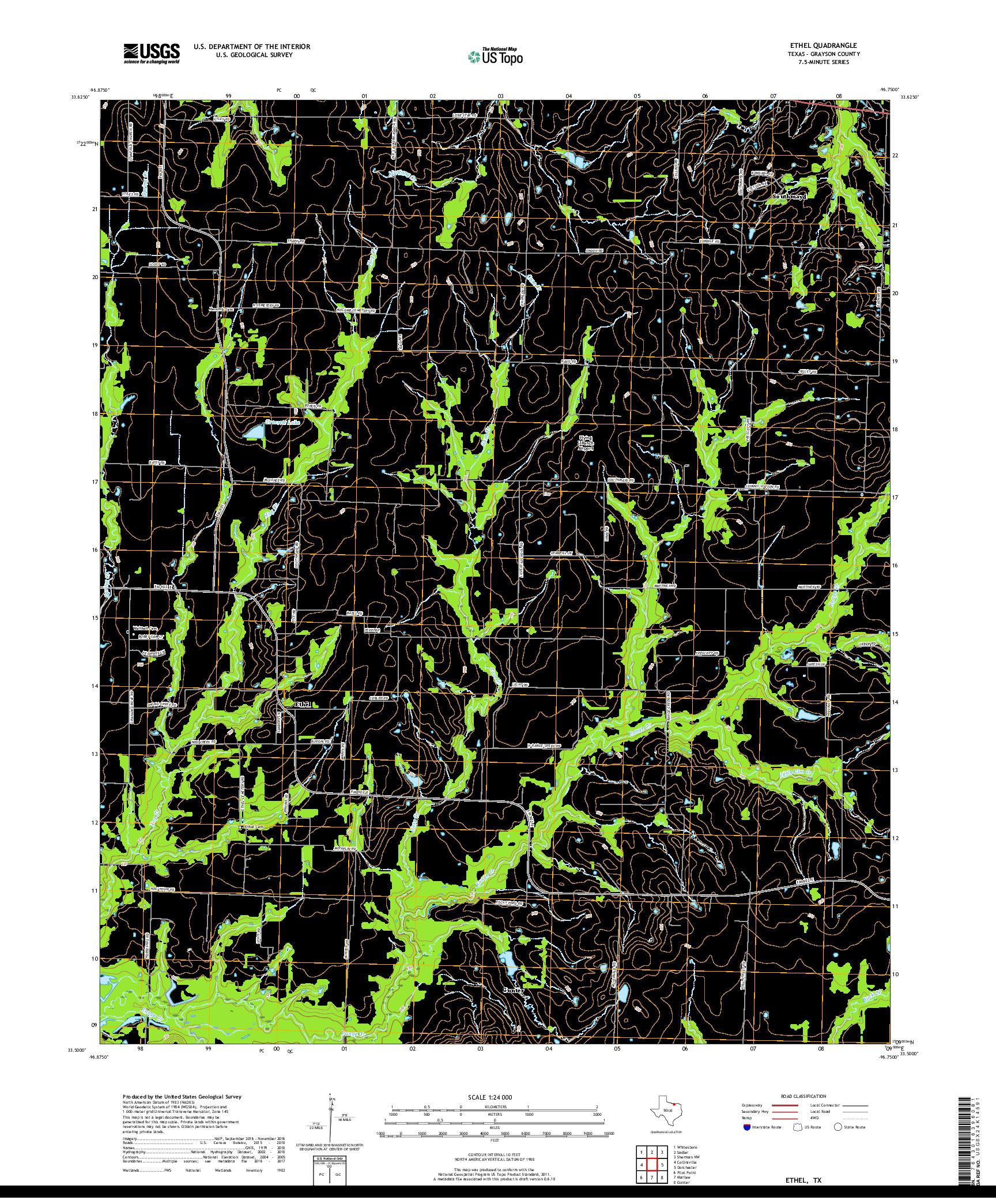 USGS US TOPO 7.5-MINUTE MAP FOR ETHEL, TX 2019