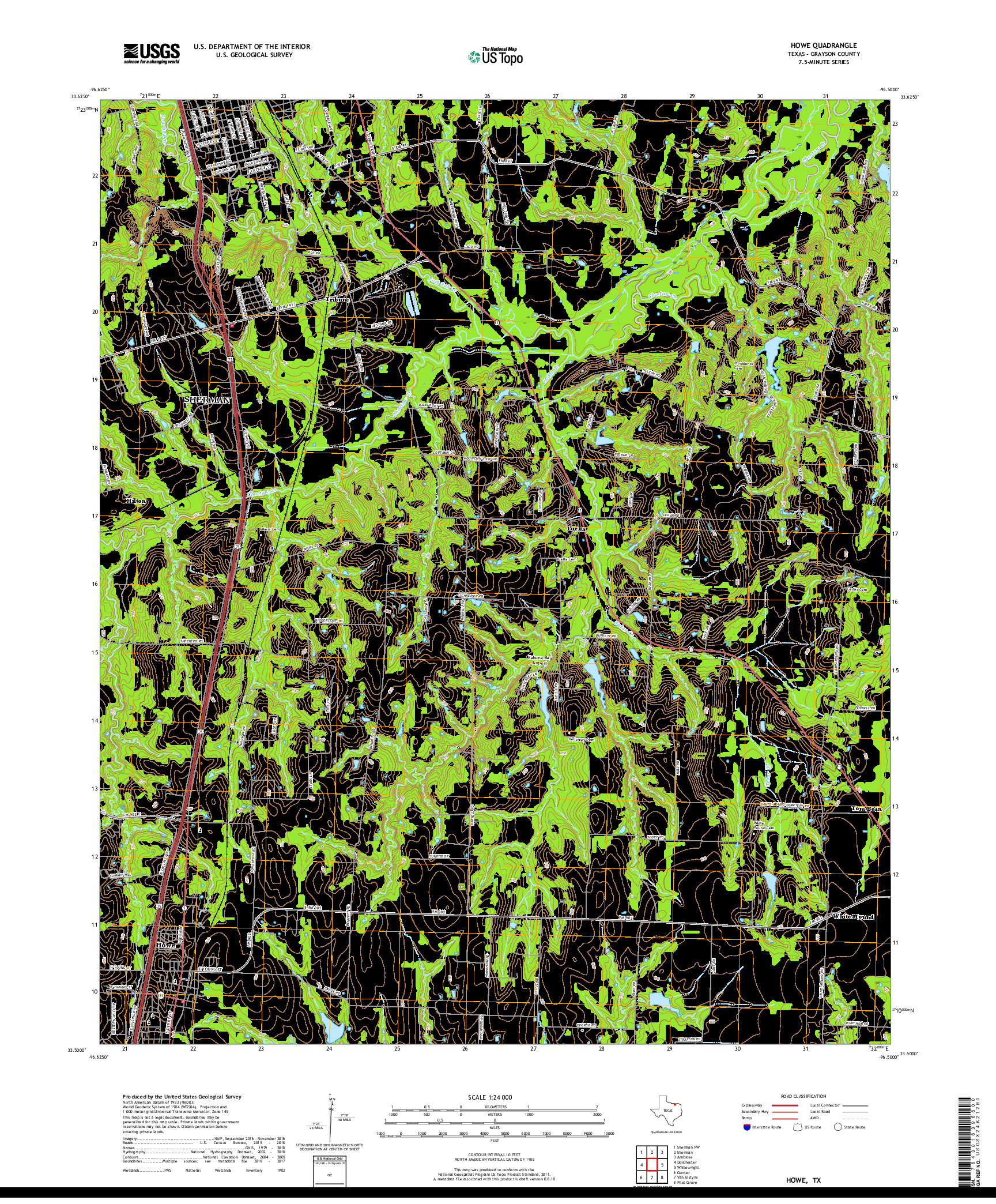 USGS US TOPO 7.5-MINUTE MAP FOR HOWE, TX 2019