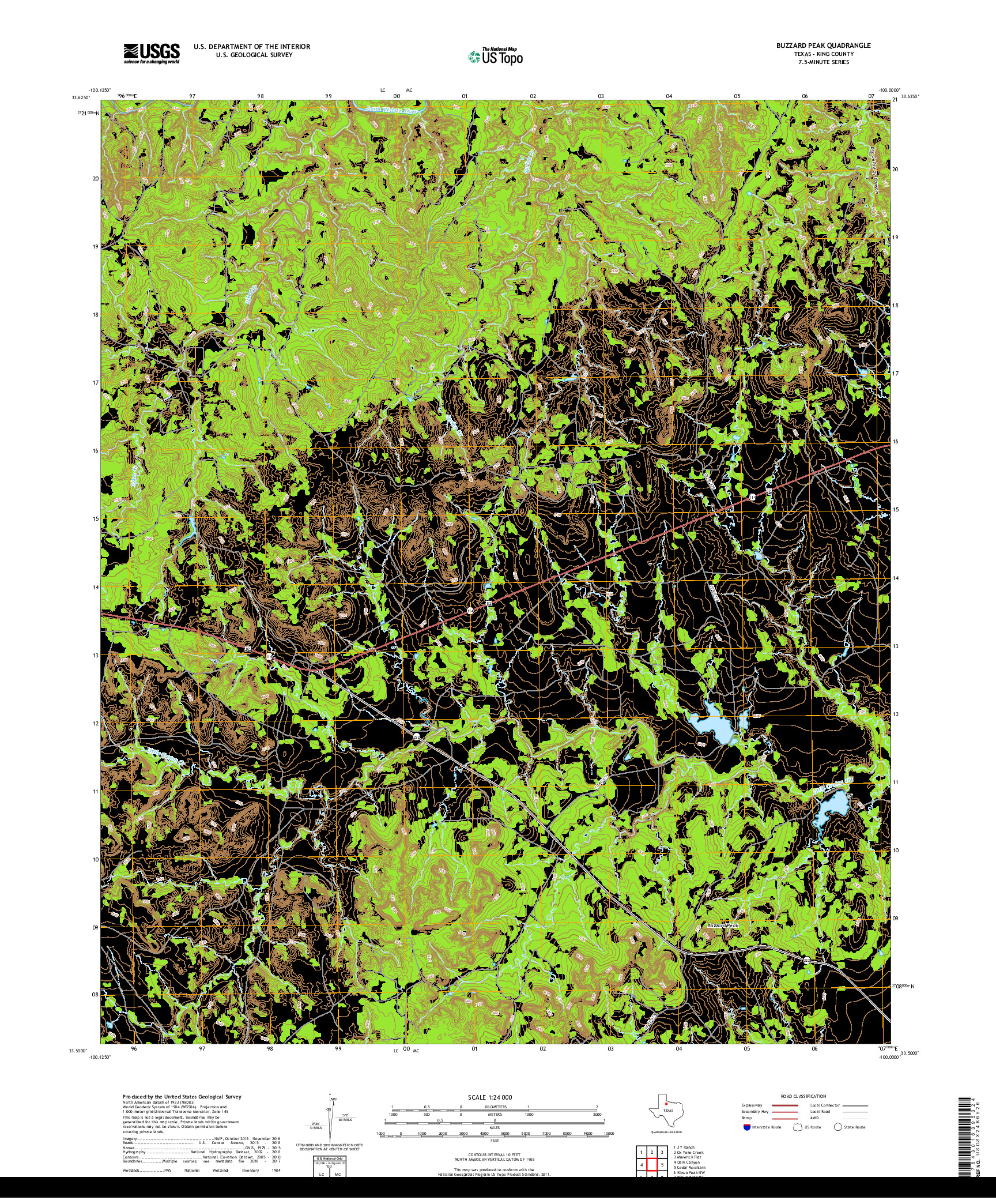 USGS US TOPO 7.5-MINUTE MAP FOR BUZZARD PEAK, TX 2019