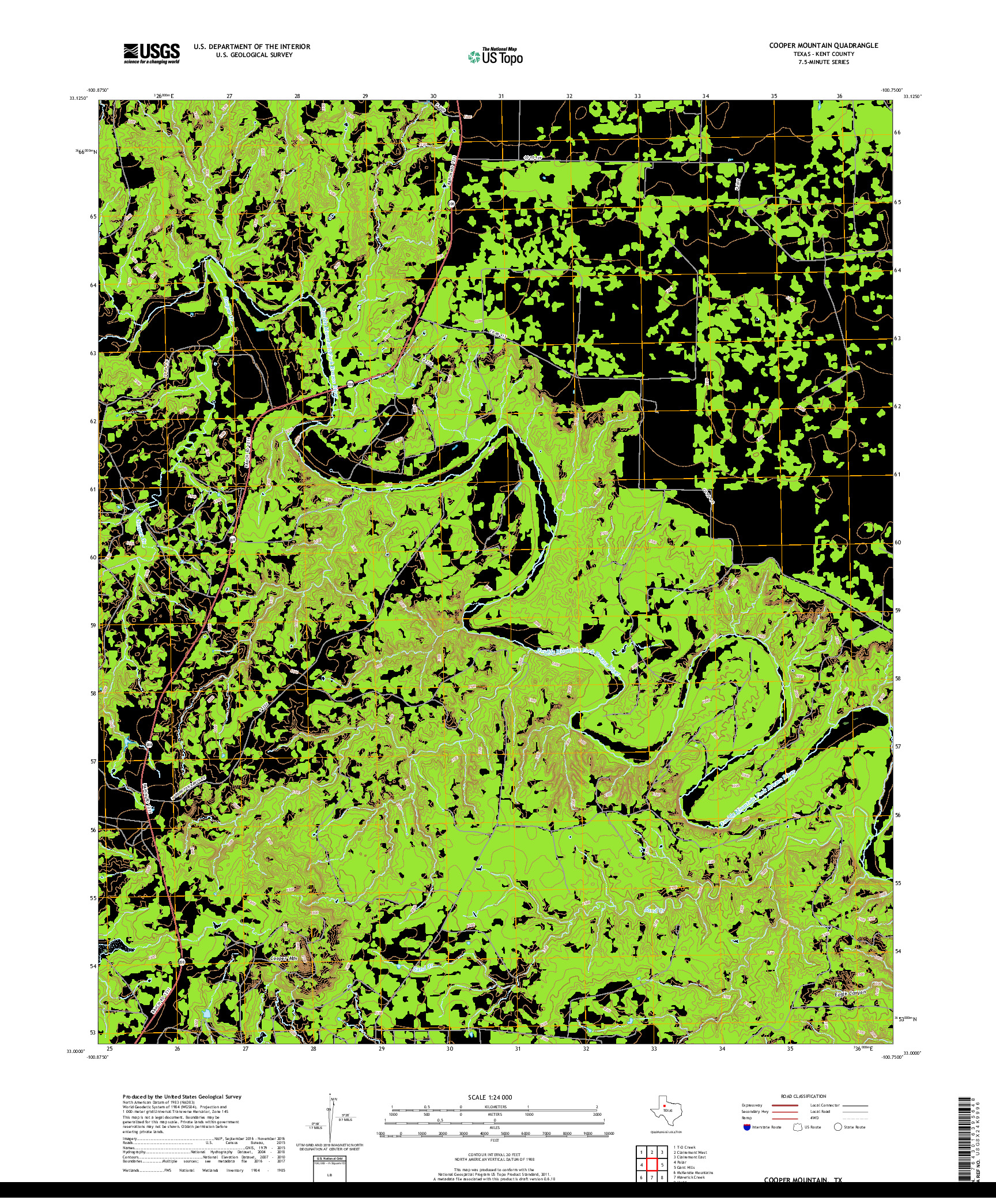 USGS US TOPO 7.5-MINUTE MAP FOR COOPER MOUNTAIN, TX 2019