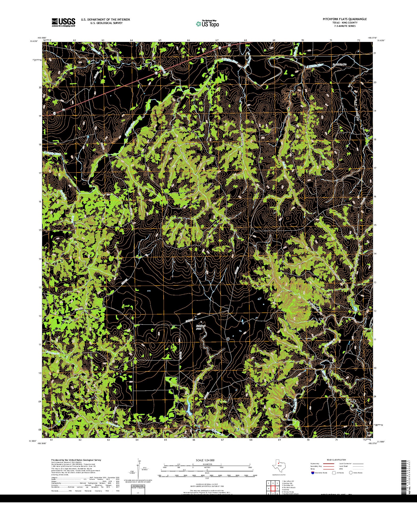 USGS US TOPO 7.5-MINUTE MAP FOR PITCHFORK FLATS, TX 2019