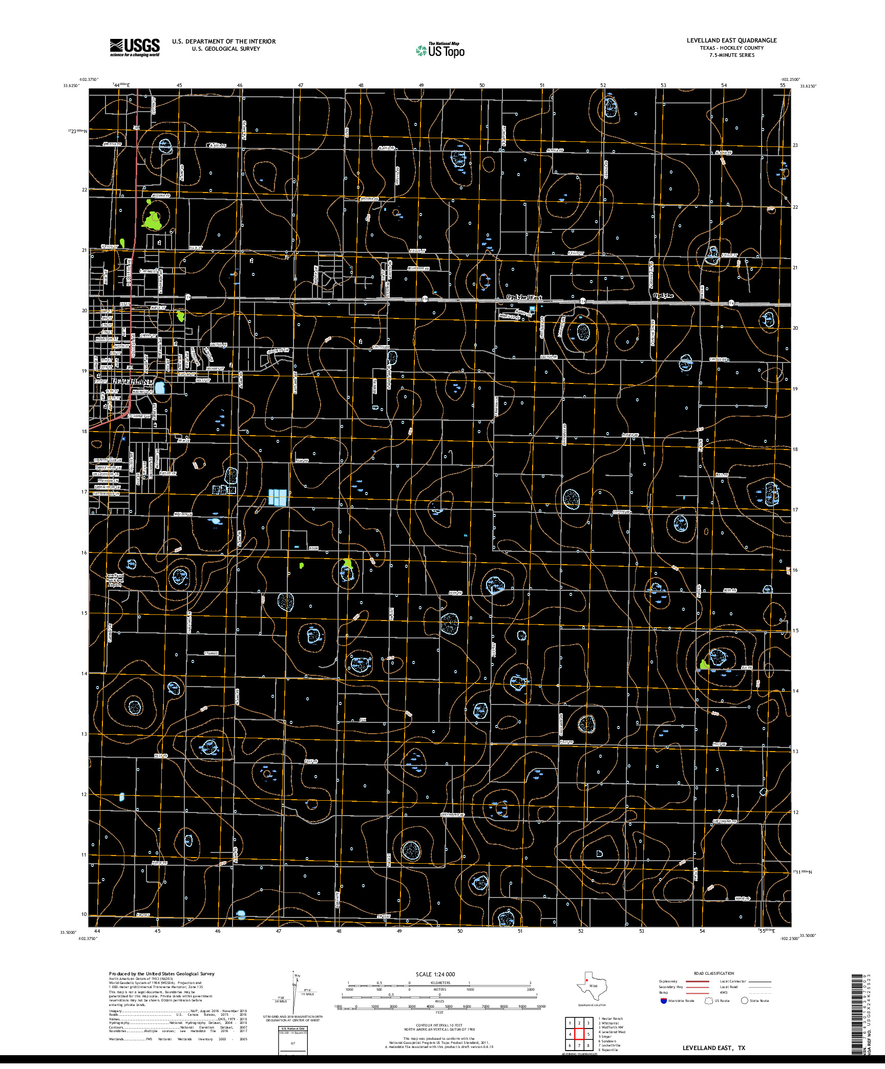 USGS US TOPO 7.5-MINUTE MAP FOR LEVELLAND EAST, TX 2019