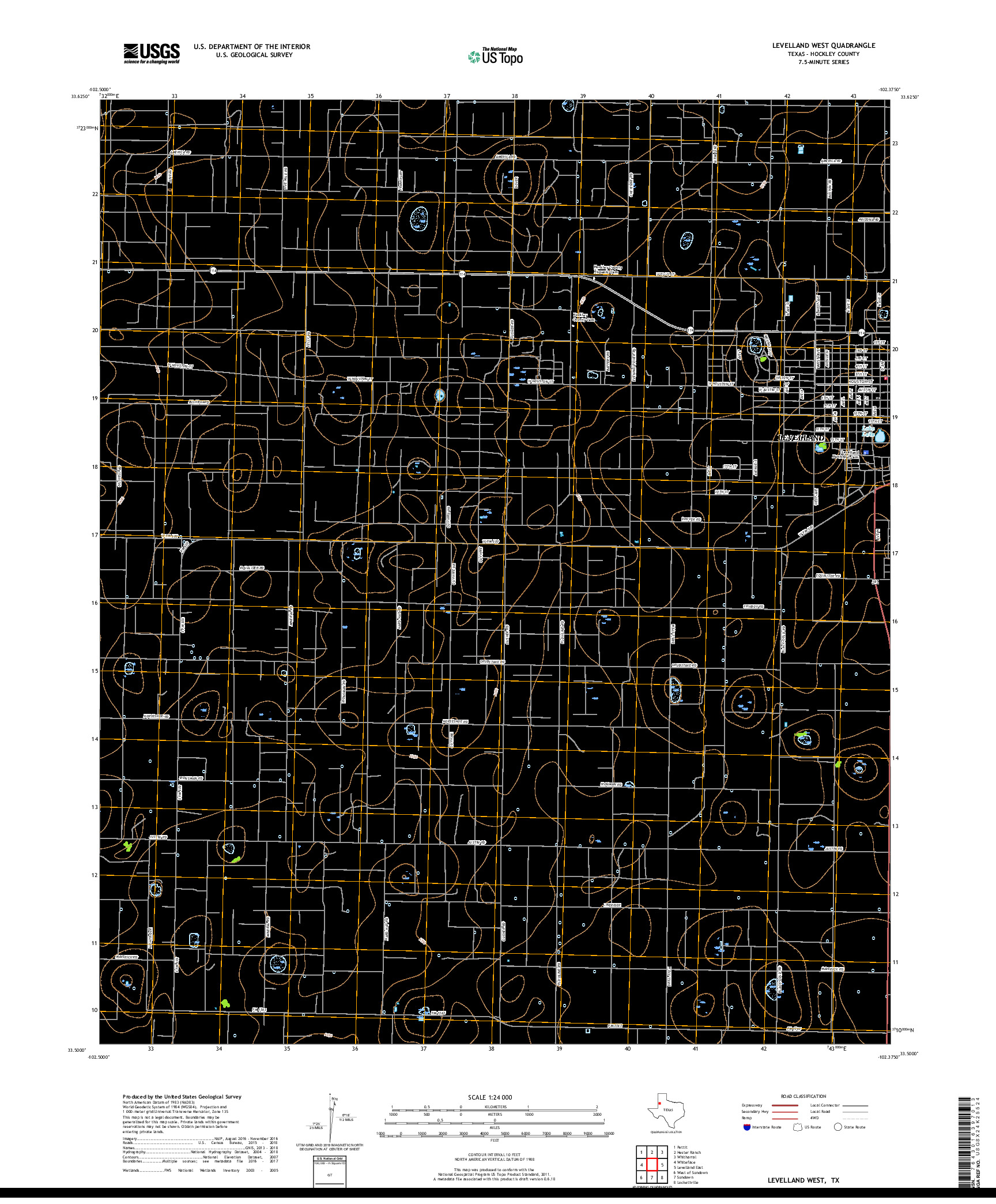 USGS US TOPO 7.5-MINUTE MAP FOR LEVELLAND WEST, TX 2019