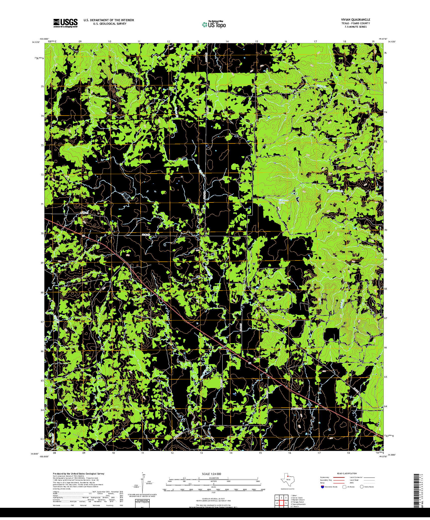 USGS US TOPO 7.5-MINUTE MAP FOR VIVIAN, TX 2019