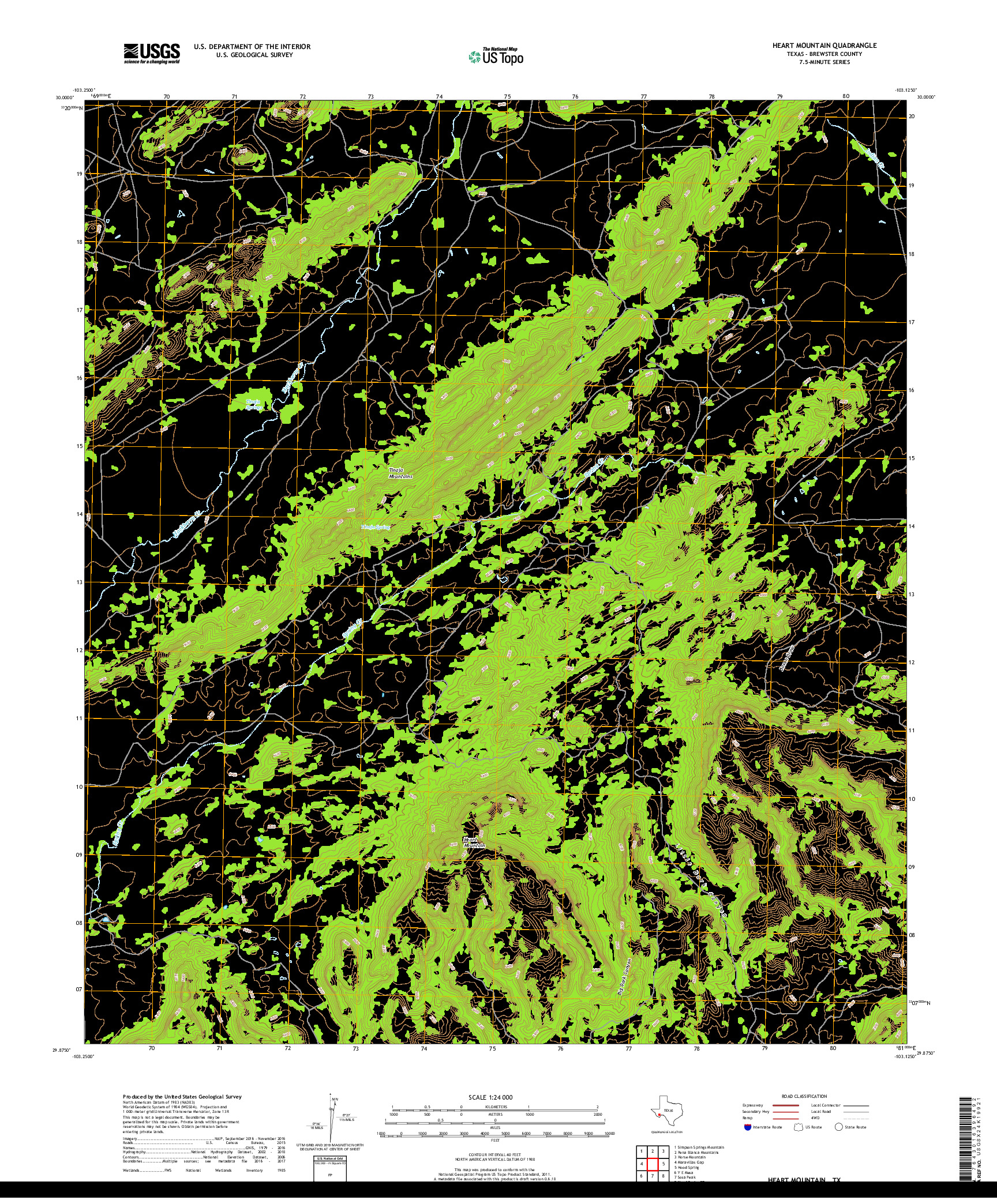 USGS US TOPO 7.5-MINUTE MAP FOR HEART MOUNTAIN, TX 2019