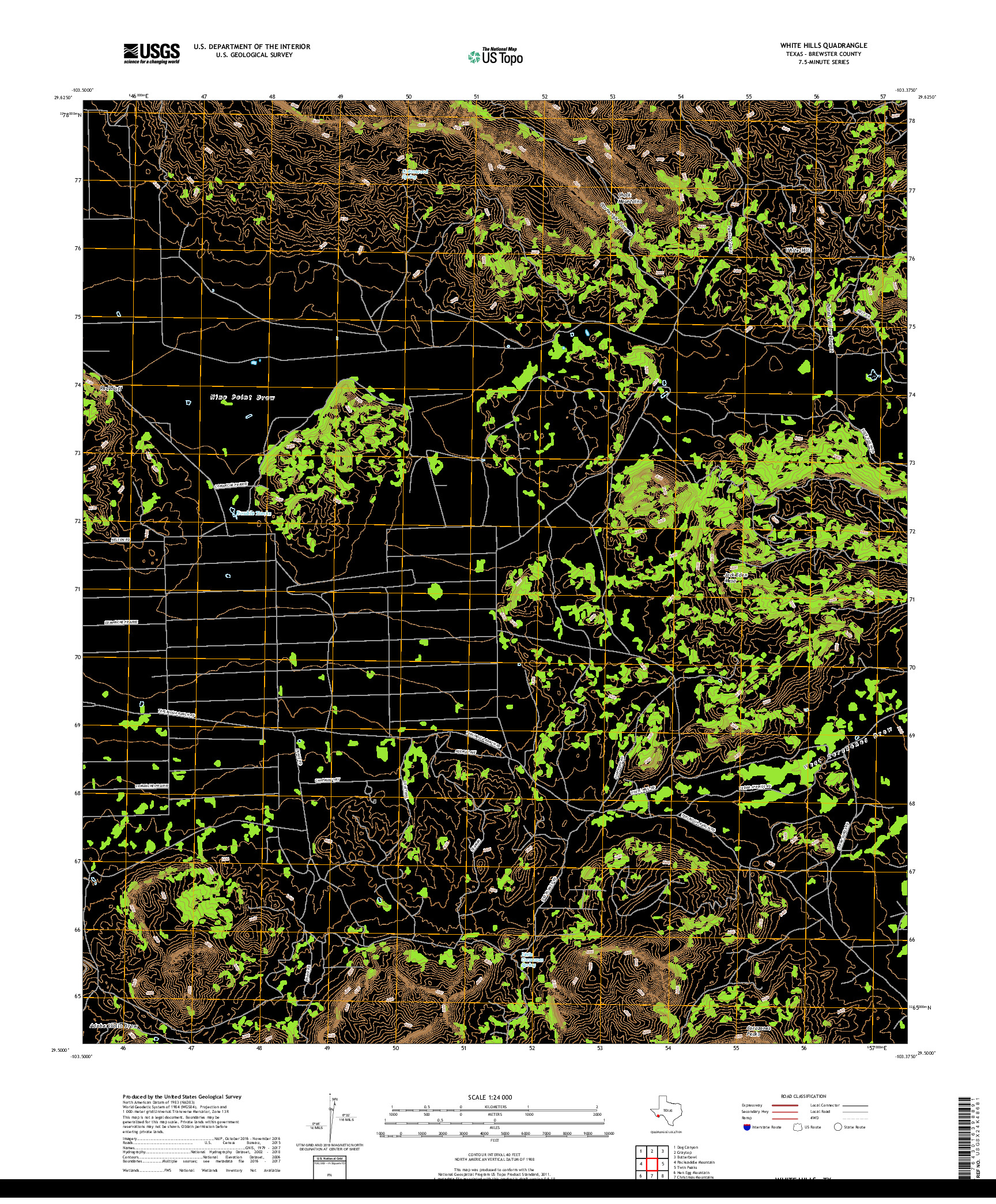 USGS US TOPO 7.5-MINUTE MAP FOR WHITE HILLS, TX 2019