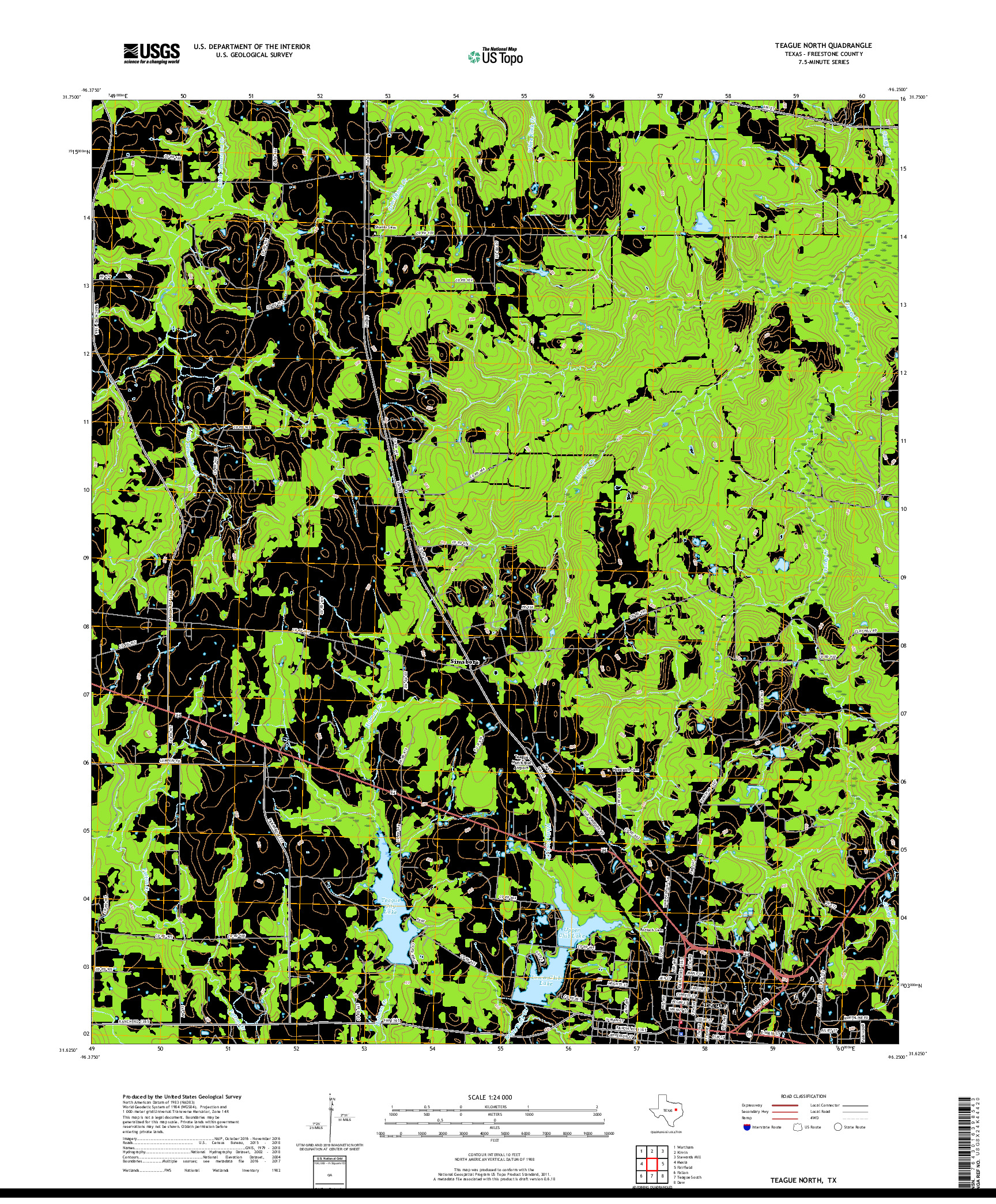 USGS US TOPO 7.5-MINUTE MAP FOR TEAGUE NORTH, TX 2019