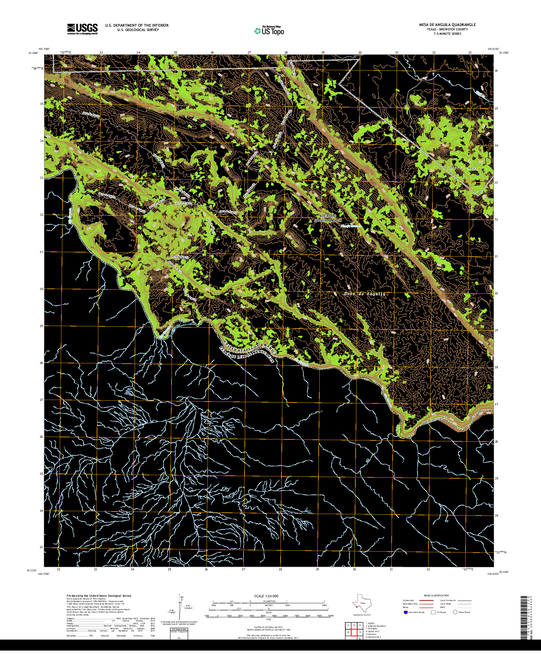 USGS US TOPO 7.5-MINUTE MAP FOR MESA DE ANGUILA, TX,CHH 2019