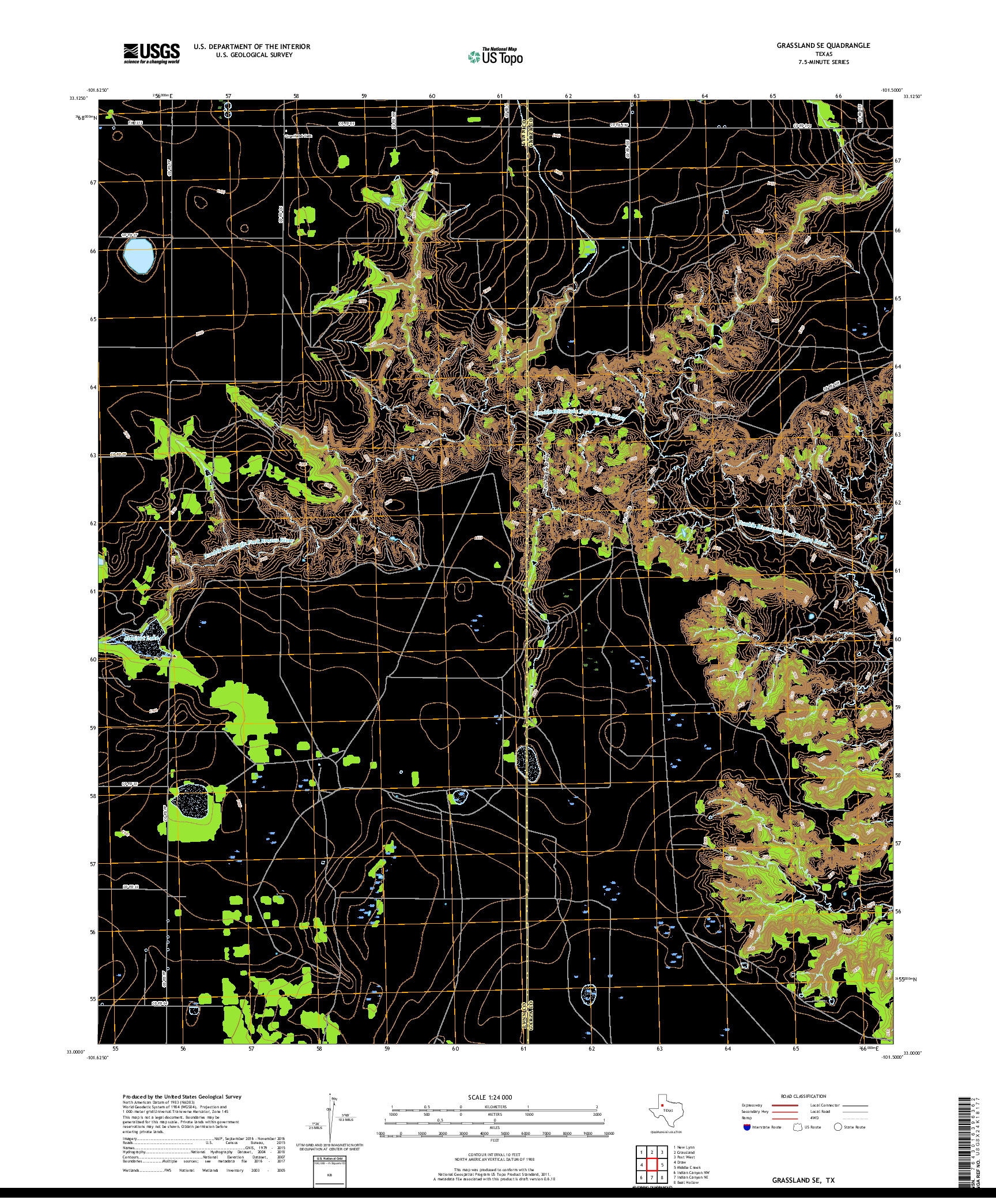 USGS US TOPO 7.5-MINUTE MAP FOR GRASSLAND SE, TX 2019