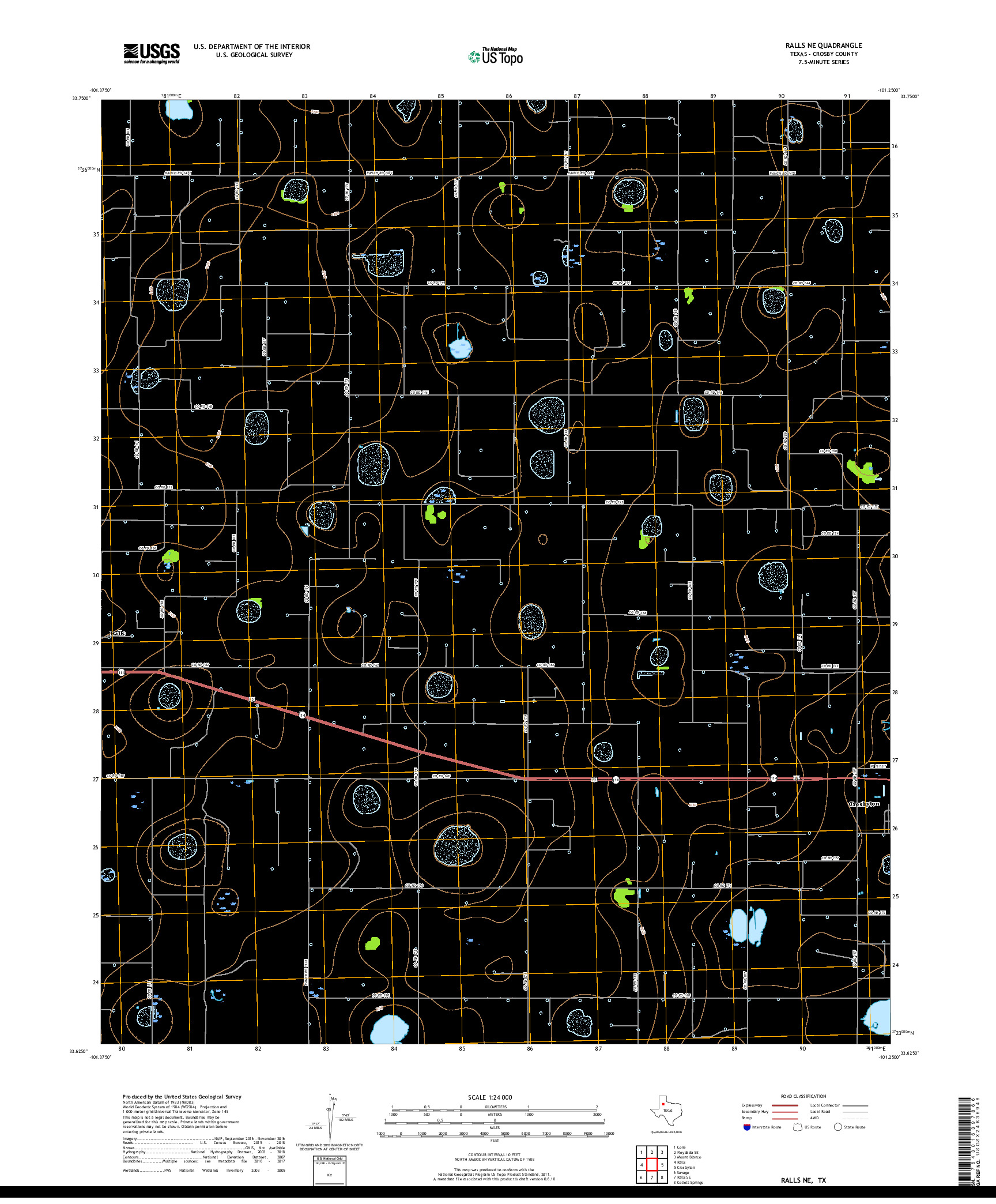 USGS US TOPO 7.5-MINUTE MAP FOR RALLS NE, TX 2019