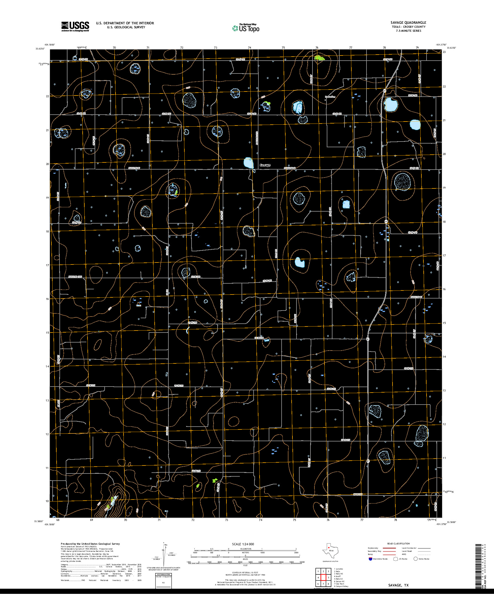 USGS US TOPO 7.5-MINUTE MAP FOR SAVAGE, TX 2019