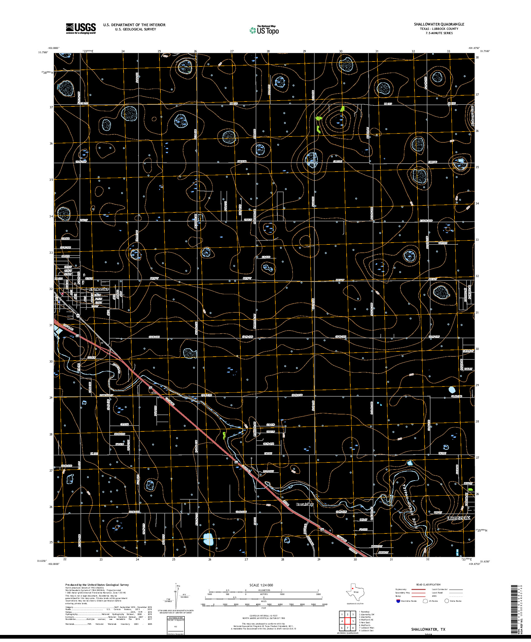 USGS US TOPO 7.5-MINUTE MAP FOR SHALLOWATER, TX 2019