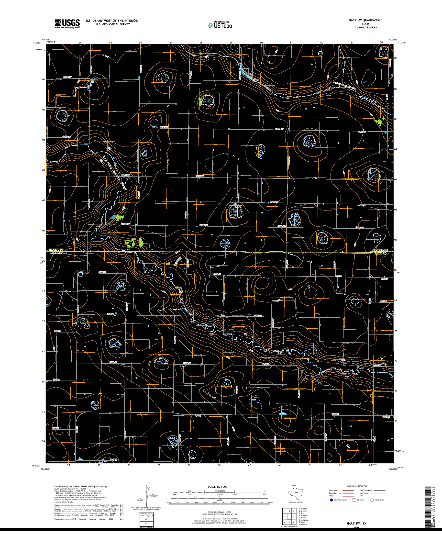 USGS US TOPO 7.5-MINUTE MAP FOR HART SW, TX 2019