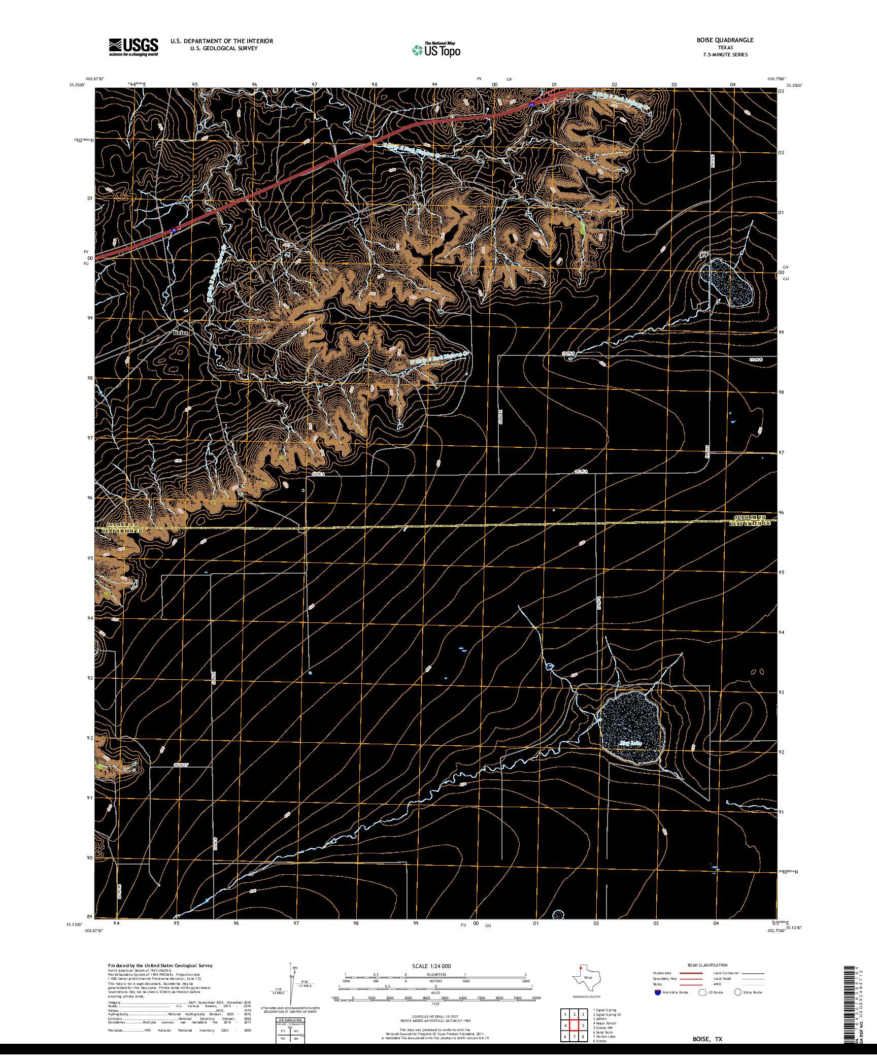 USGS US TOPO 7.5-MINUTE MAP FOR BOISE, TX 2019