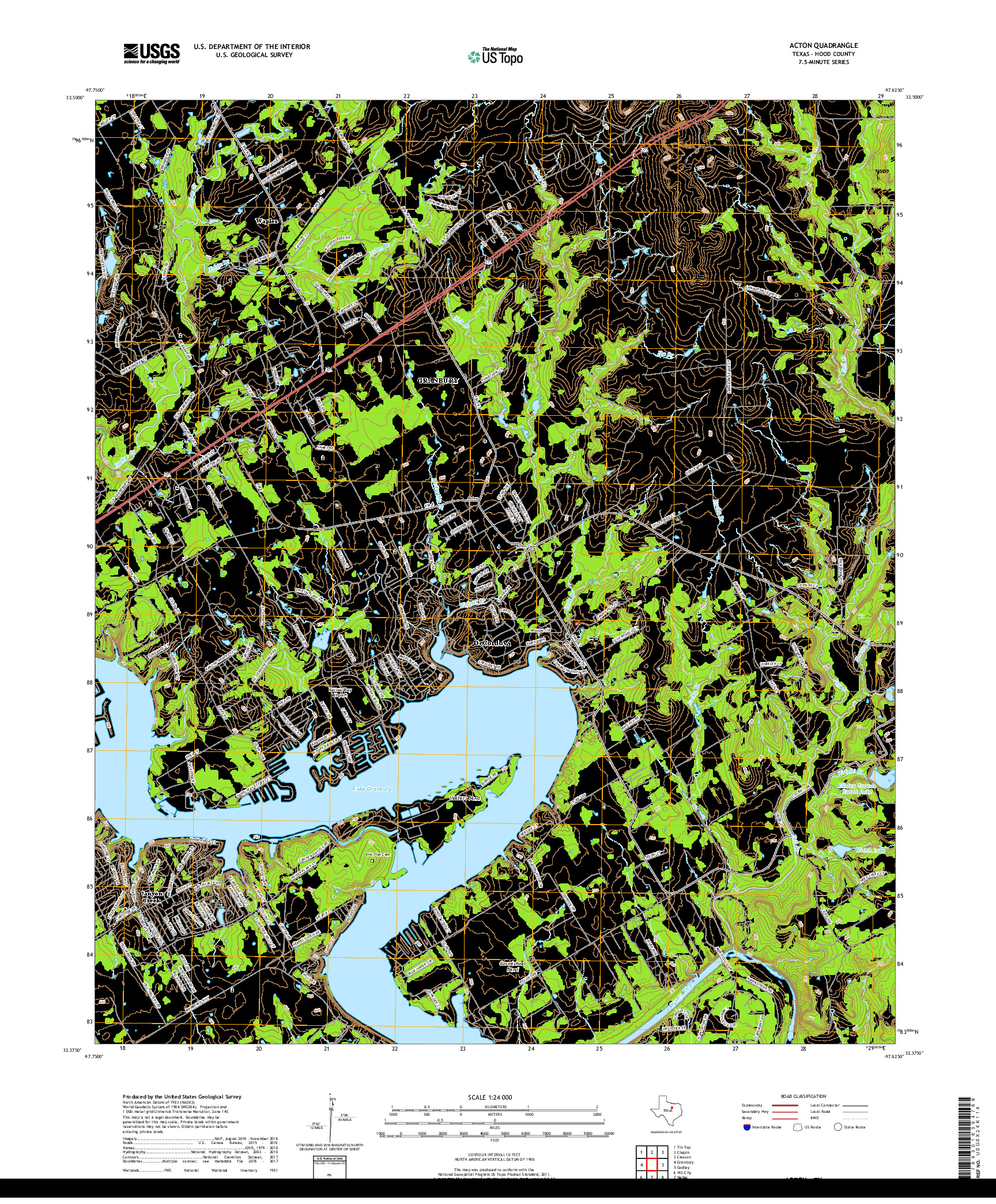 USGS US TOPO 7.5-MINUTE MAP FOR ACTON, TX 2019