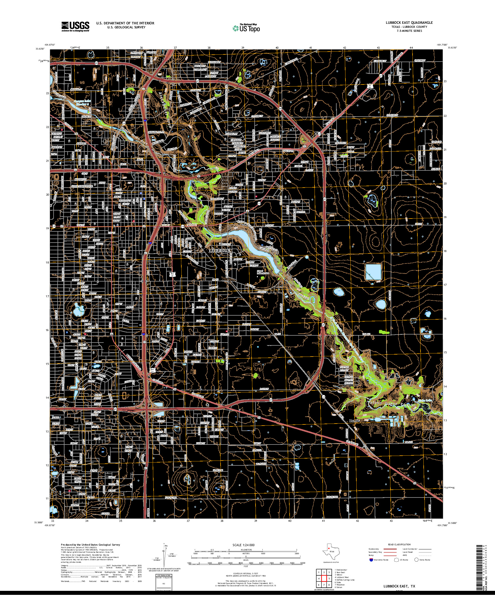 USGS US TOPO 7.5-MINUTE MAP FOR LUBBOCK EAST, TX 2019