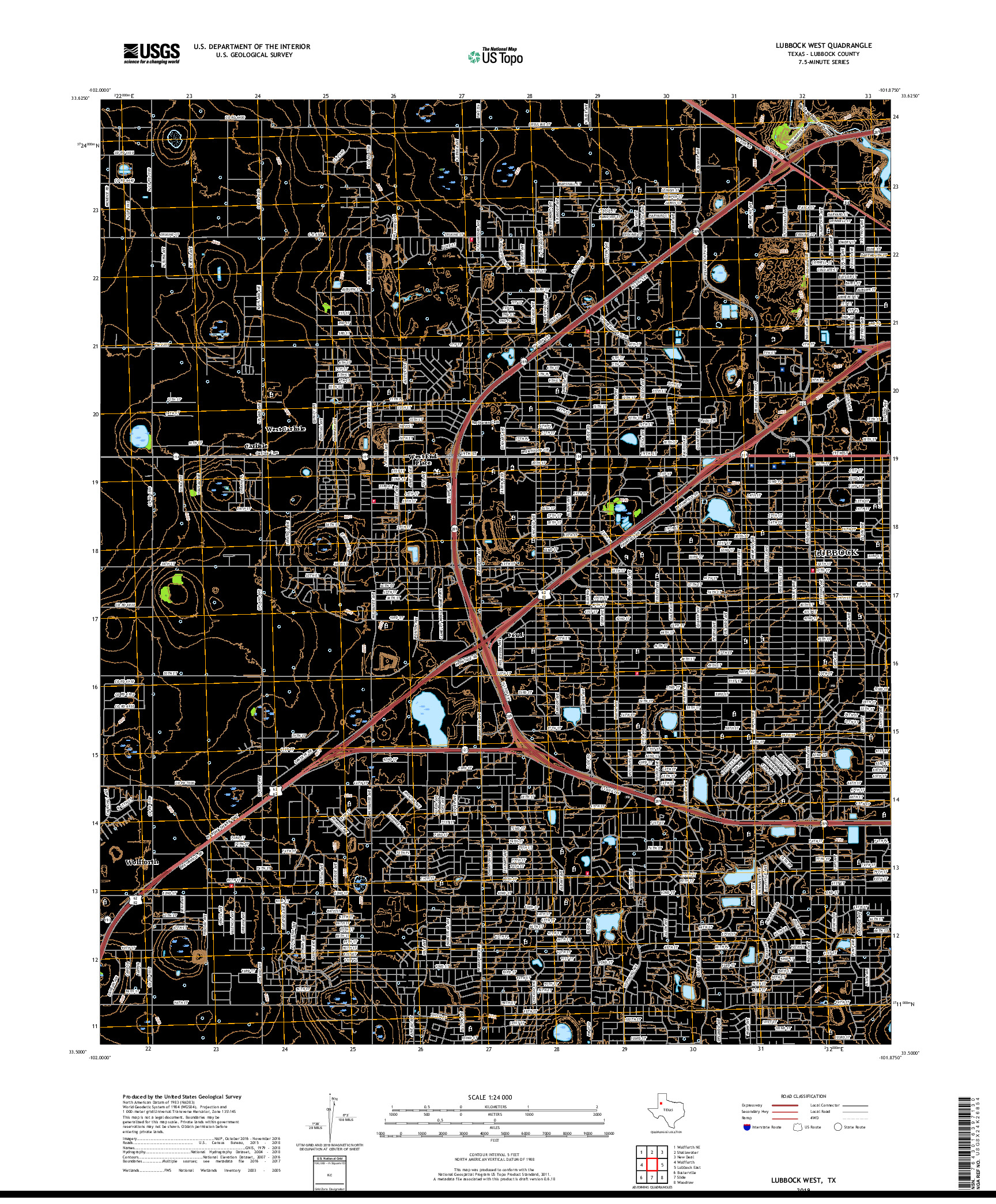 USGS US TOPO 7.5-MINUTE MAP FOR LUBBOCK WEST, TX 2019