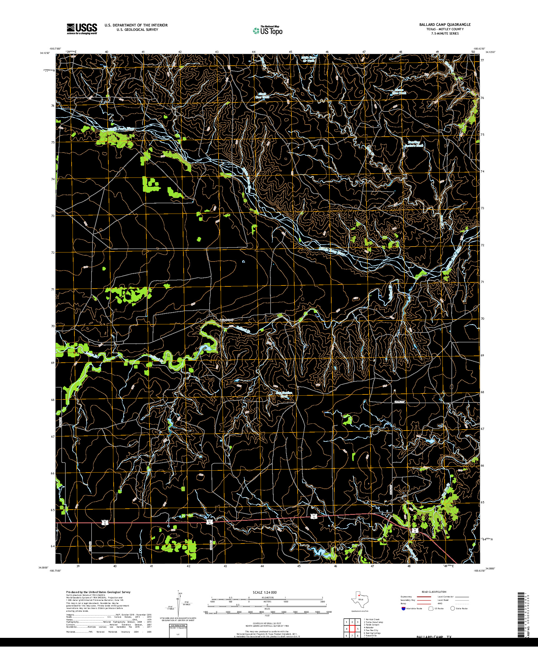 USGS US TOPO 7.5-MINUTE MAP FOR BALLARD CAMP, TX 2019