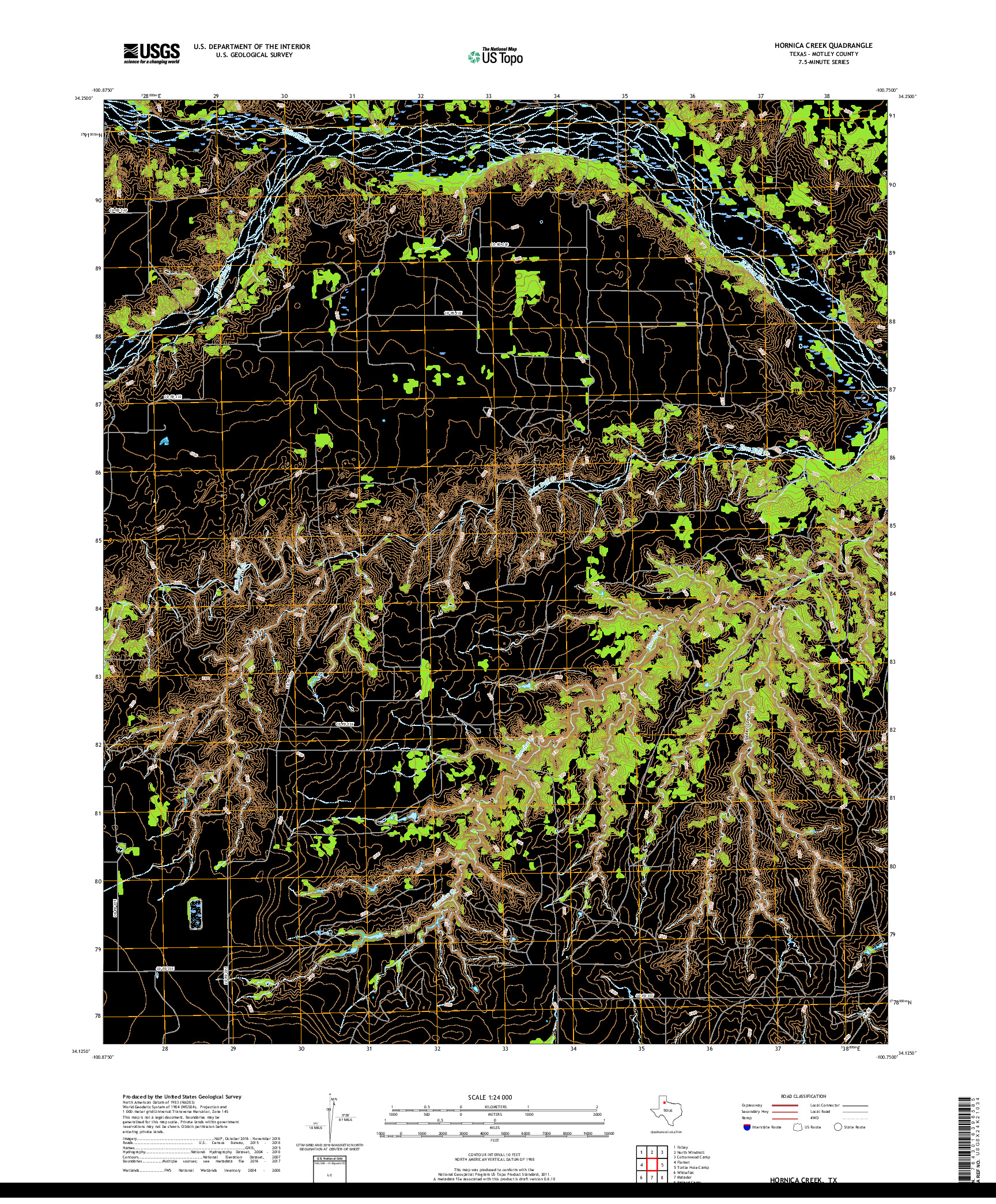 USGS US TOPO 7.5-MINUTE MAP FOR HORNICA CREEK, TX 2019