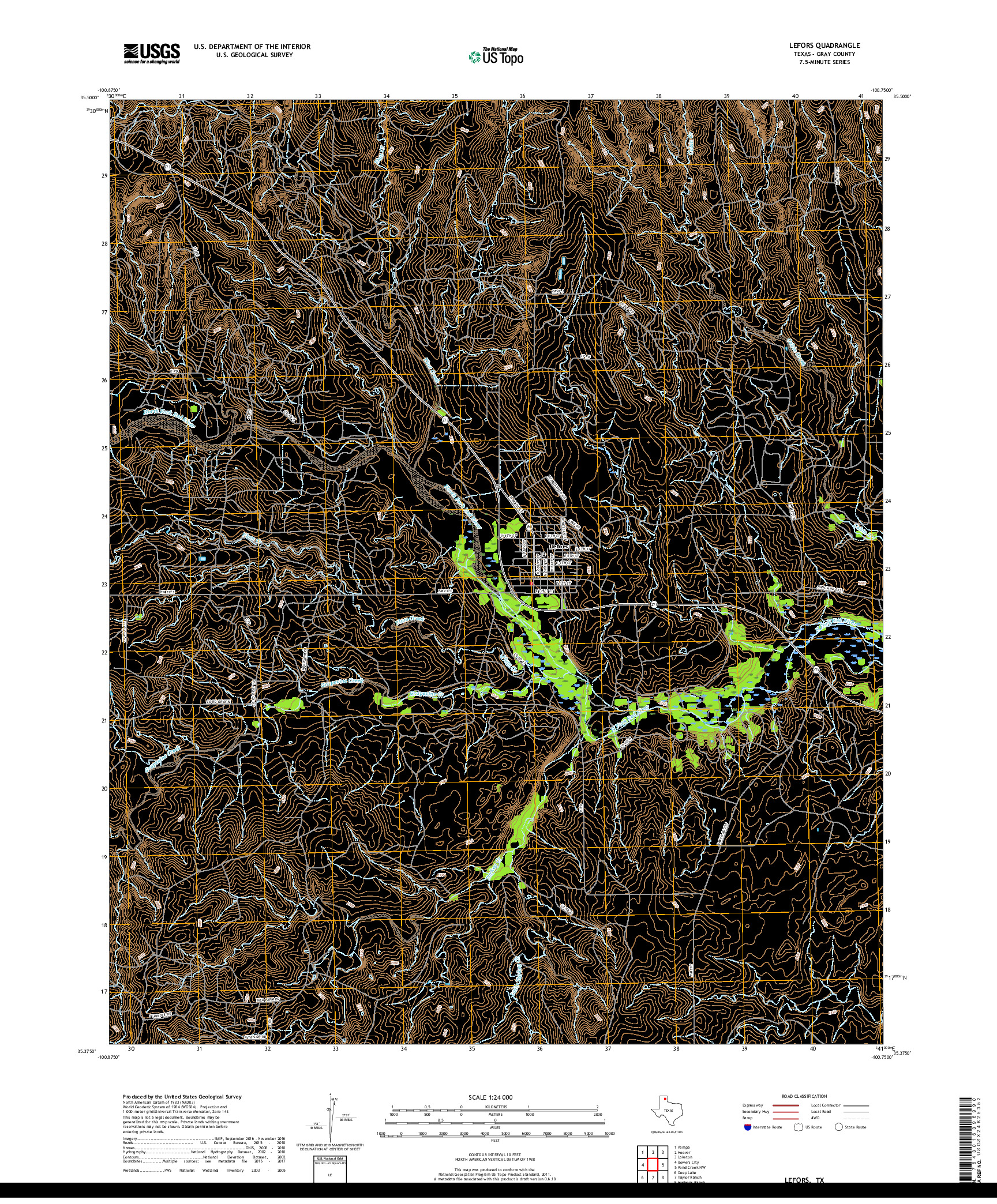 USGS US TOPO 7.5-MINUTE MAP FOR LEFORS, TX 2019