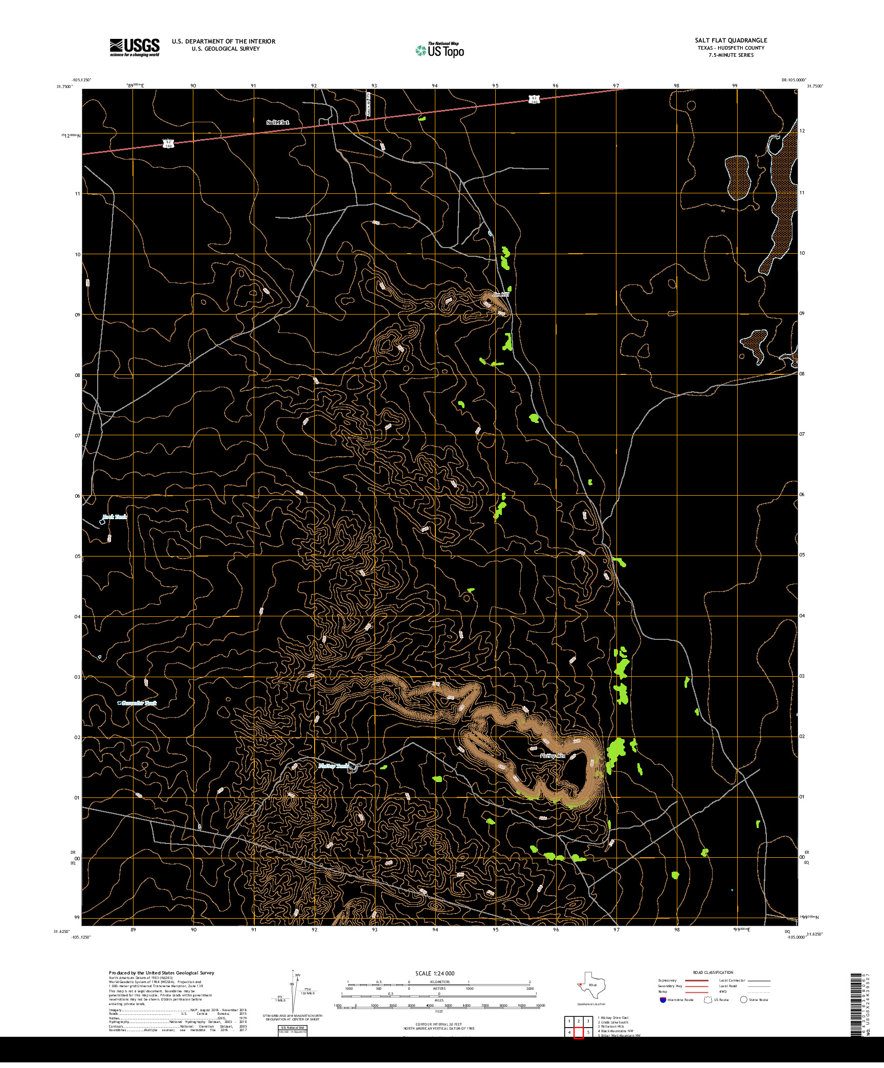 USGS US TOPO 7.5-MINUTE MAP FOR SALT FLAT, TX 2019