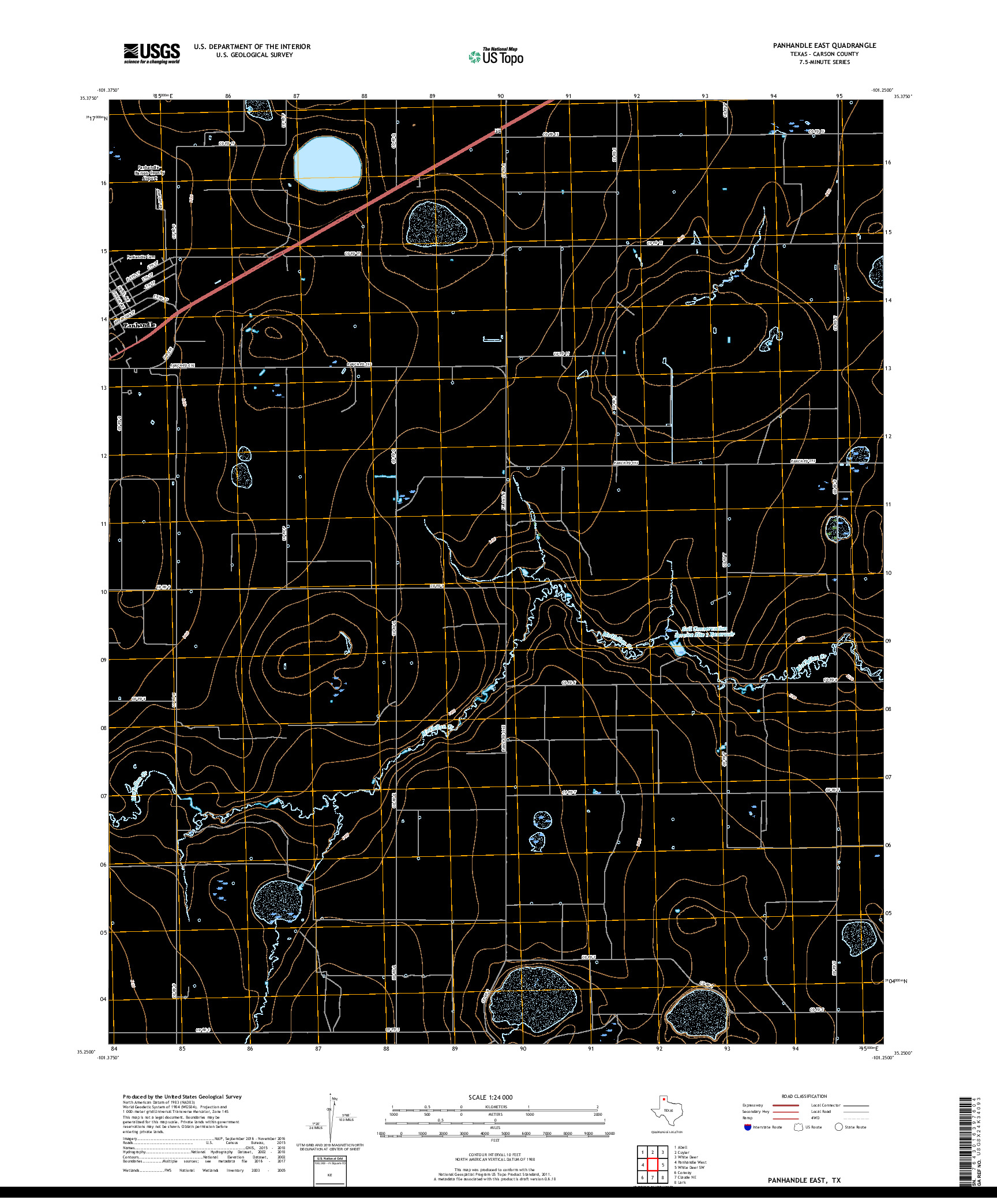 USGS US TOPO 7.5-MINUTE MAP FOR PANHANDLE EAST, TX 2019