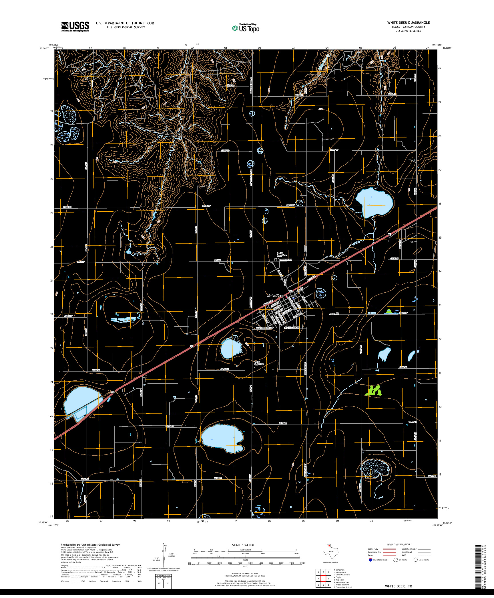 USGS US TOPO 7.5-MINUTE MAP FOR WHITE DEER, TX 2019