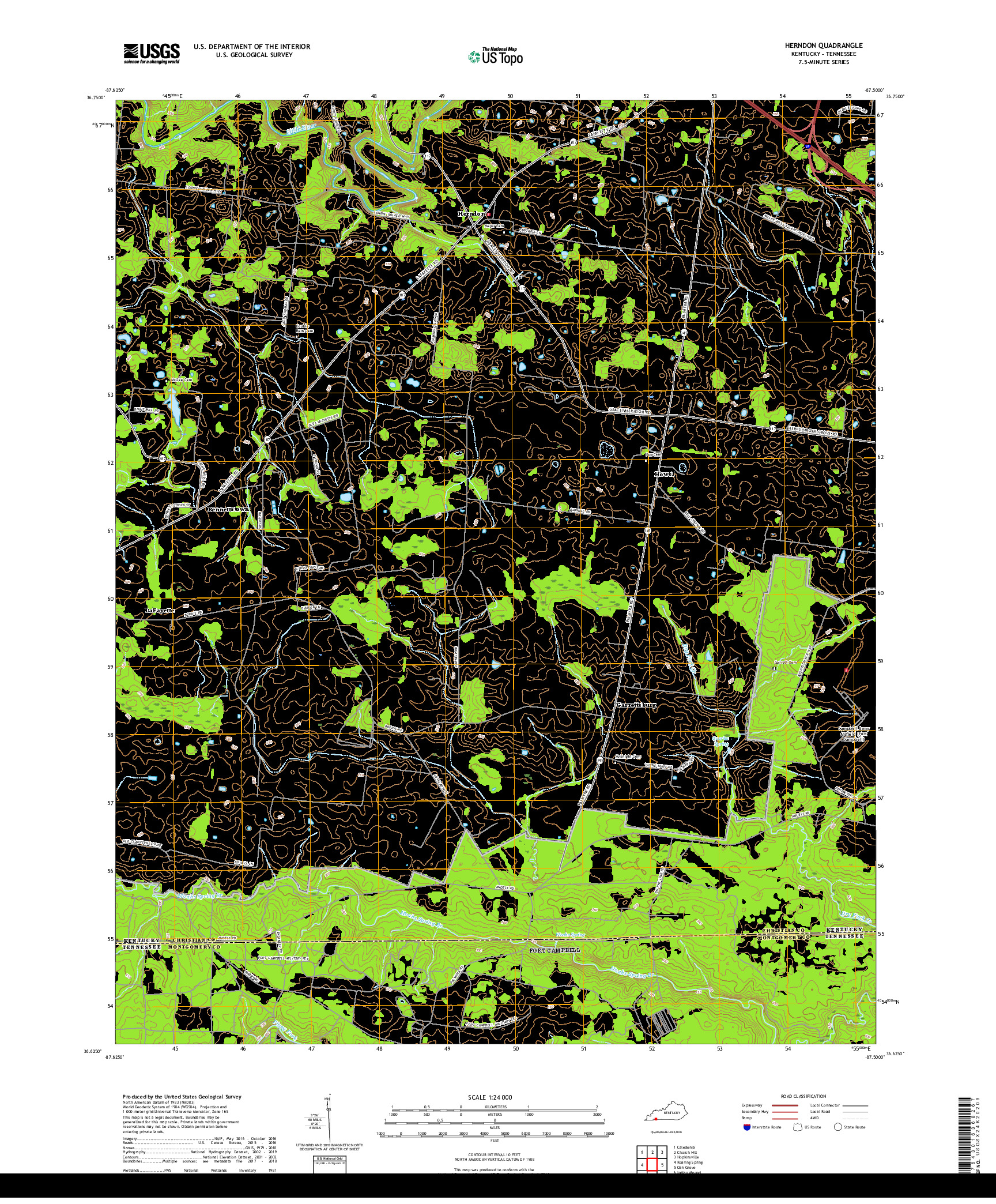 USGS US TOPO 7.5-MINUTE MAP FOR HERNDON, KY,TN 2019